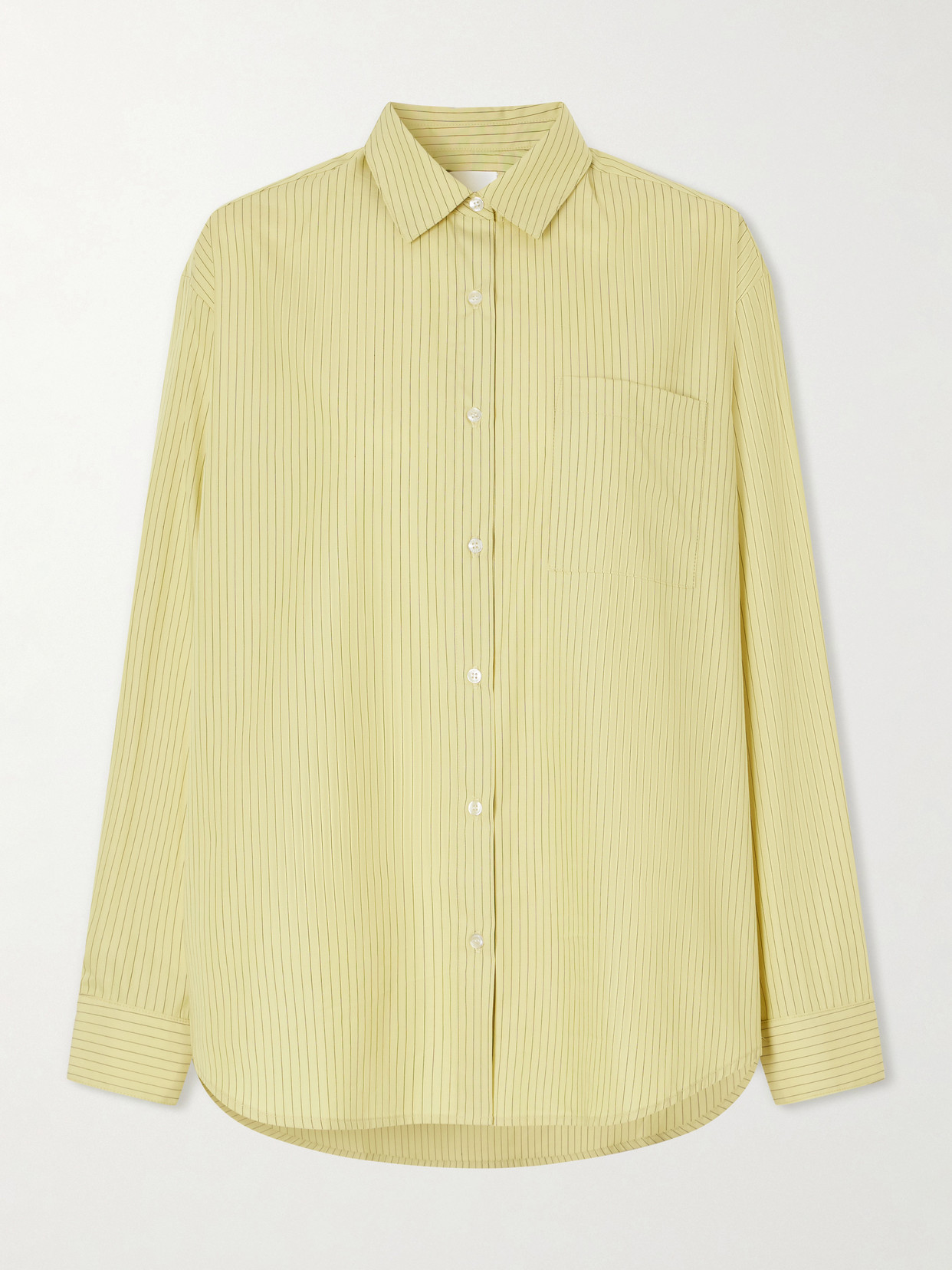 Leset Yoshi Striped Cotton And Lyocell-blend Poplin Shirt In Yellow
