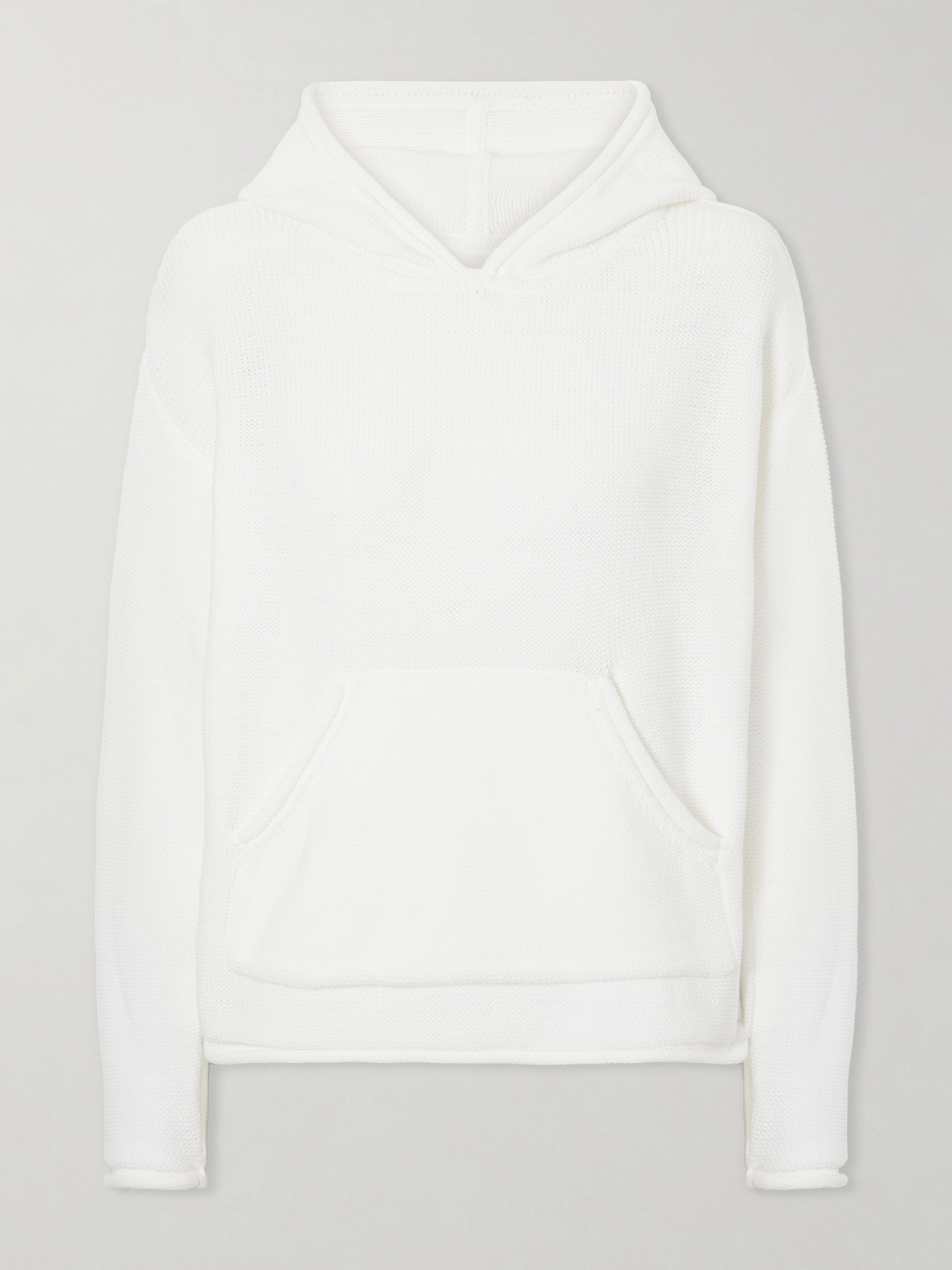 Leset Mae Open-knit Cotton-blend Hoodie In White