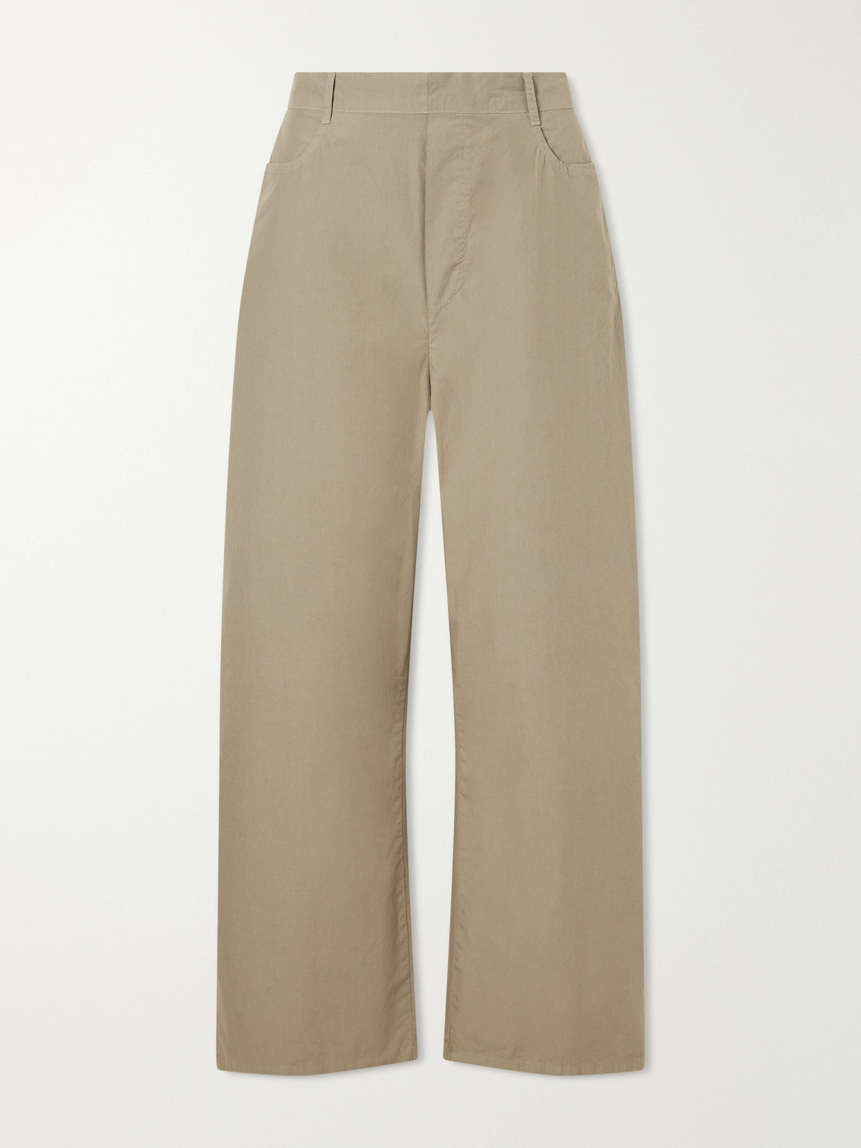 Leset Kyoto Cotton-poplin Low-rise Wide-leg Pants In Green