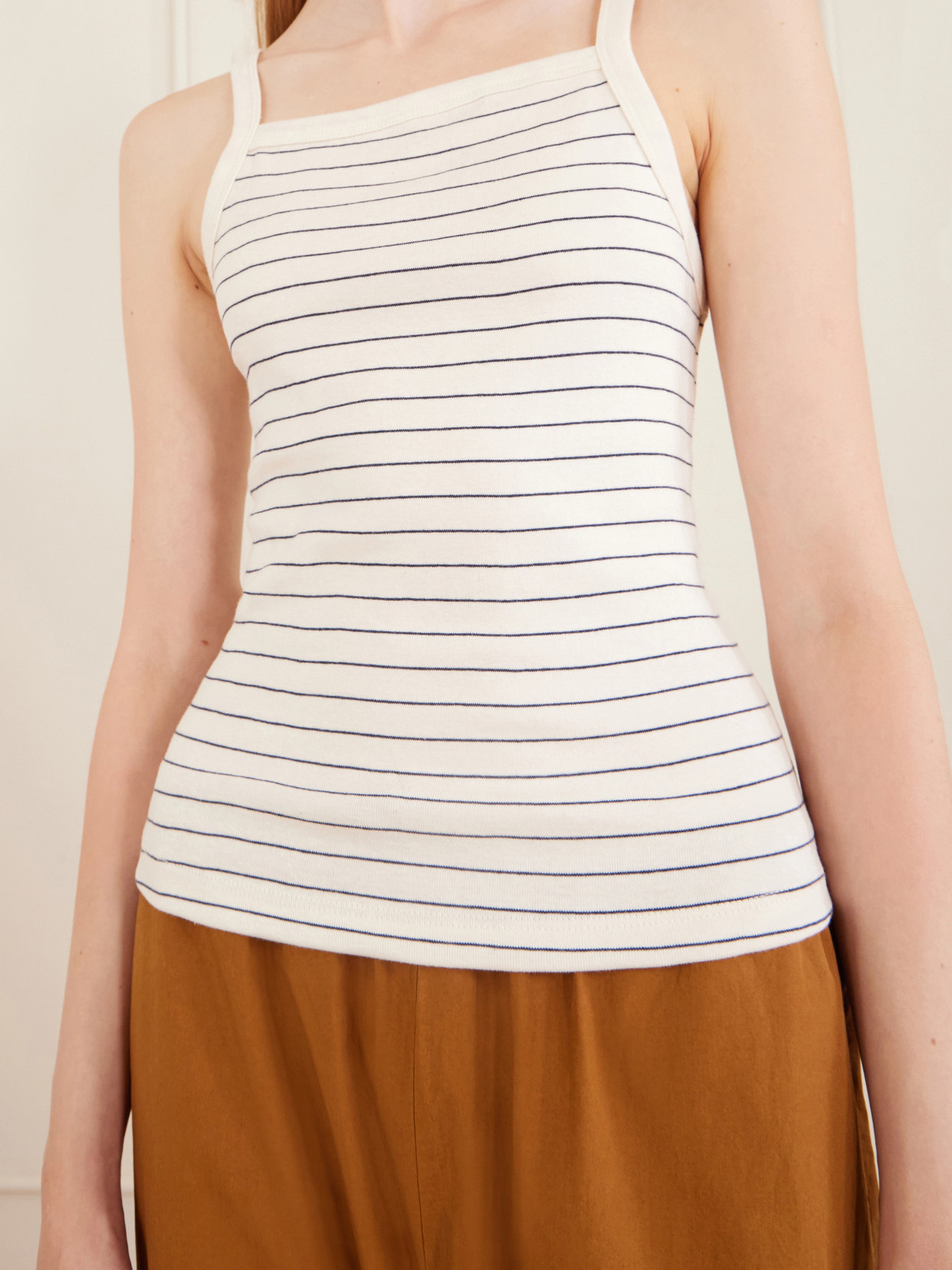 Nando Striped Ribbed Cotton Tank