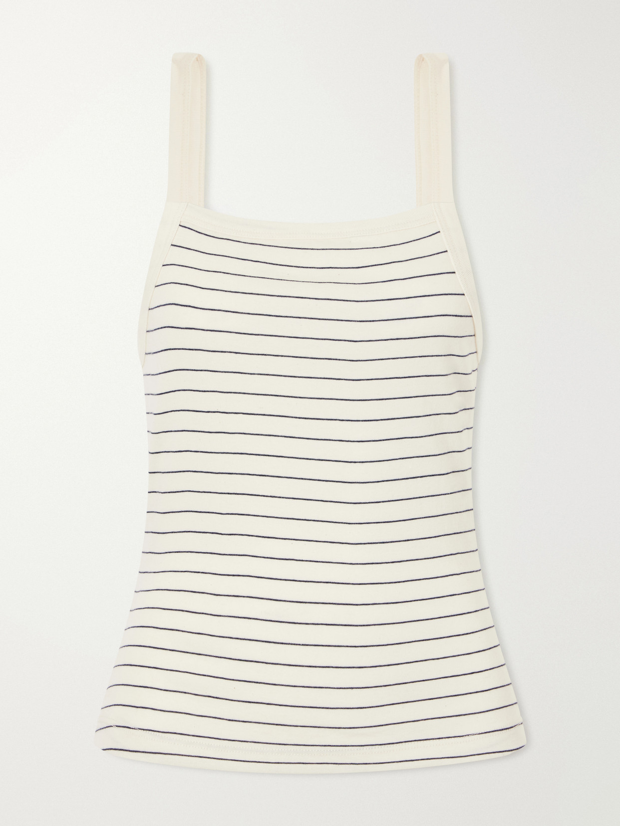 Leset Nando Striped Ribbed Cotton Tank In White
