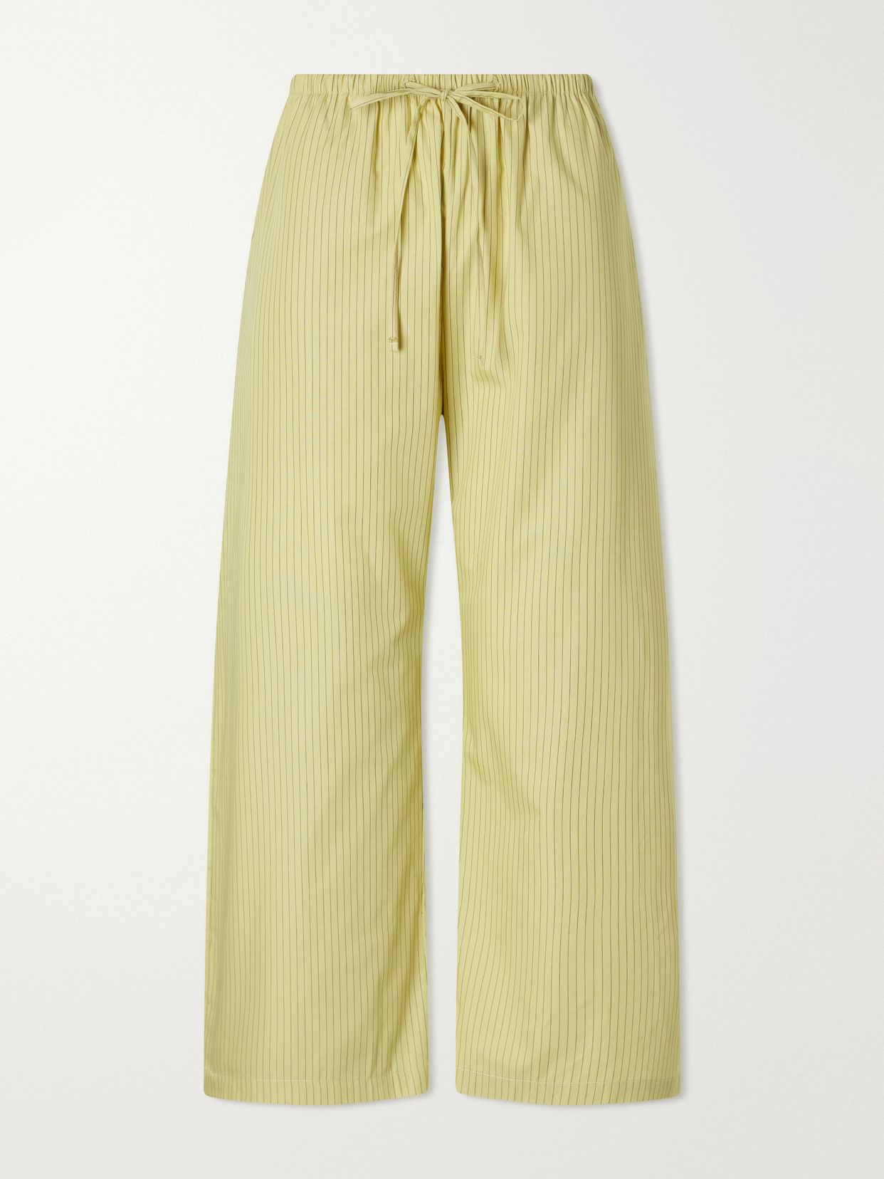 yoshi striped cotton and lyocell blend wide leg pants