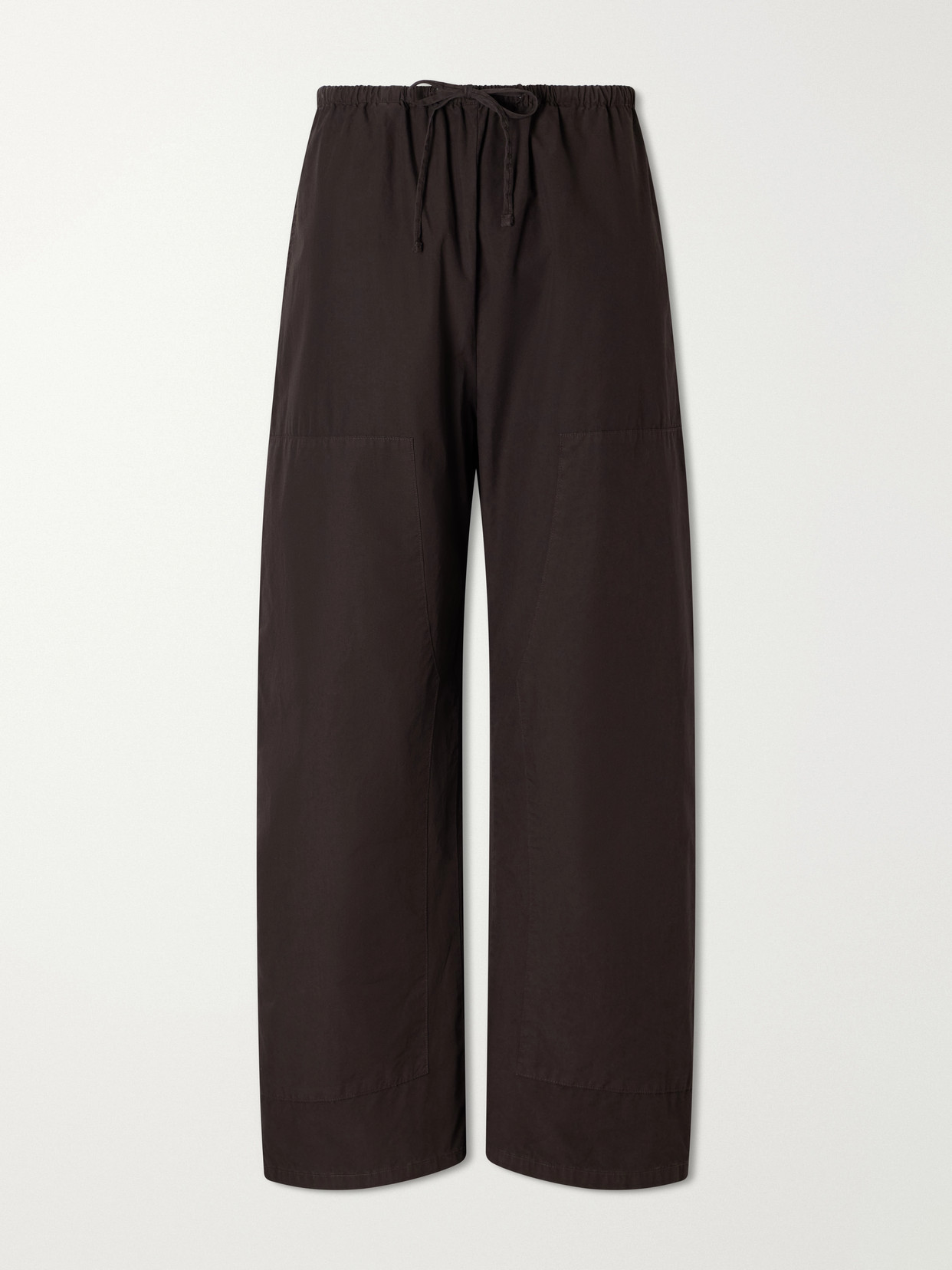 Leset Kyoto Cotton-poplin Low-rise Wide-leg Pants In Brown