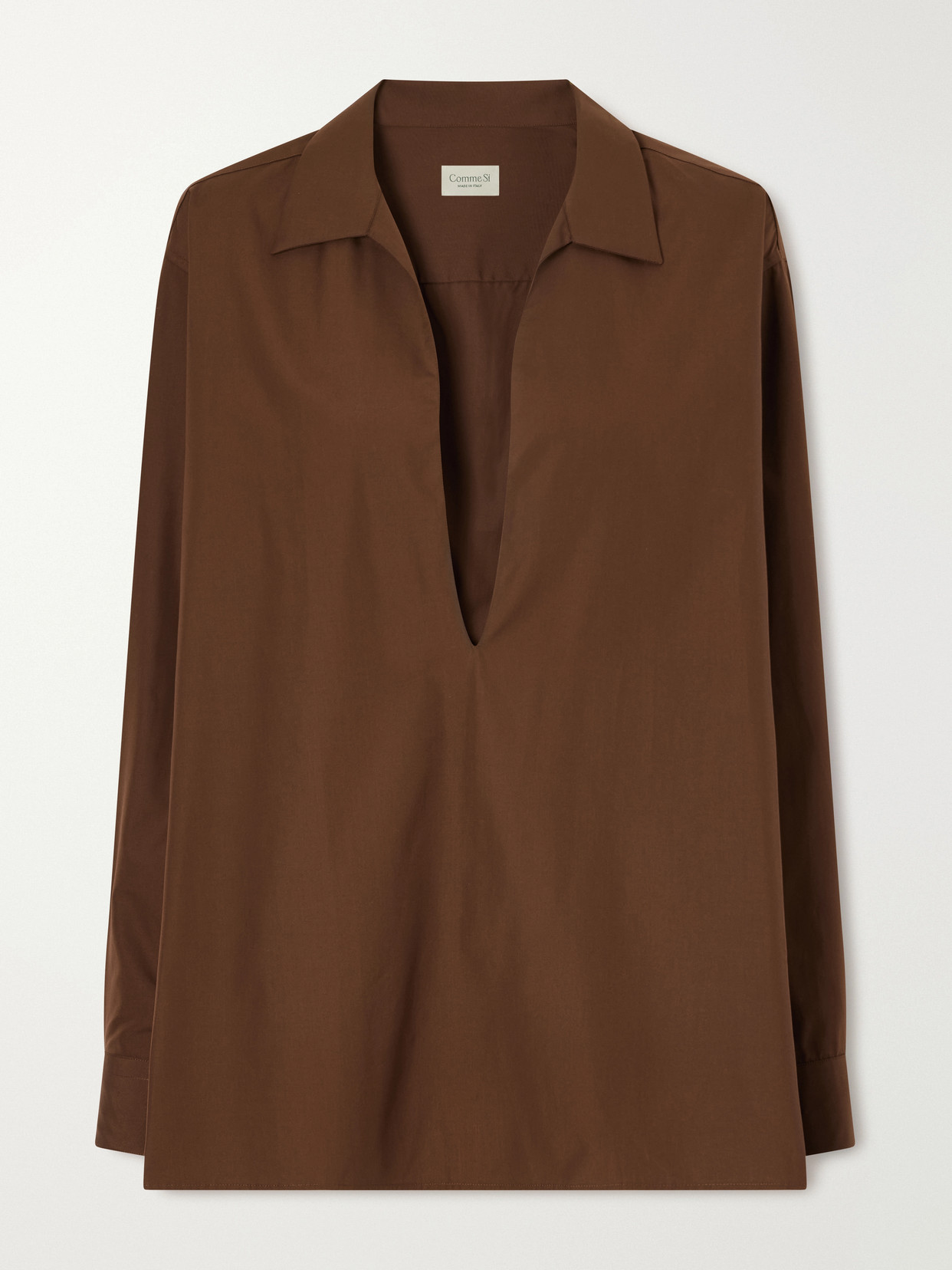 Comme Si Cotton-poplin Shirt In Brown