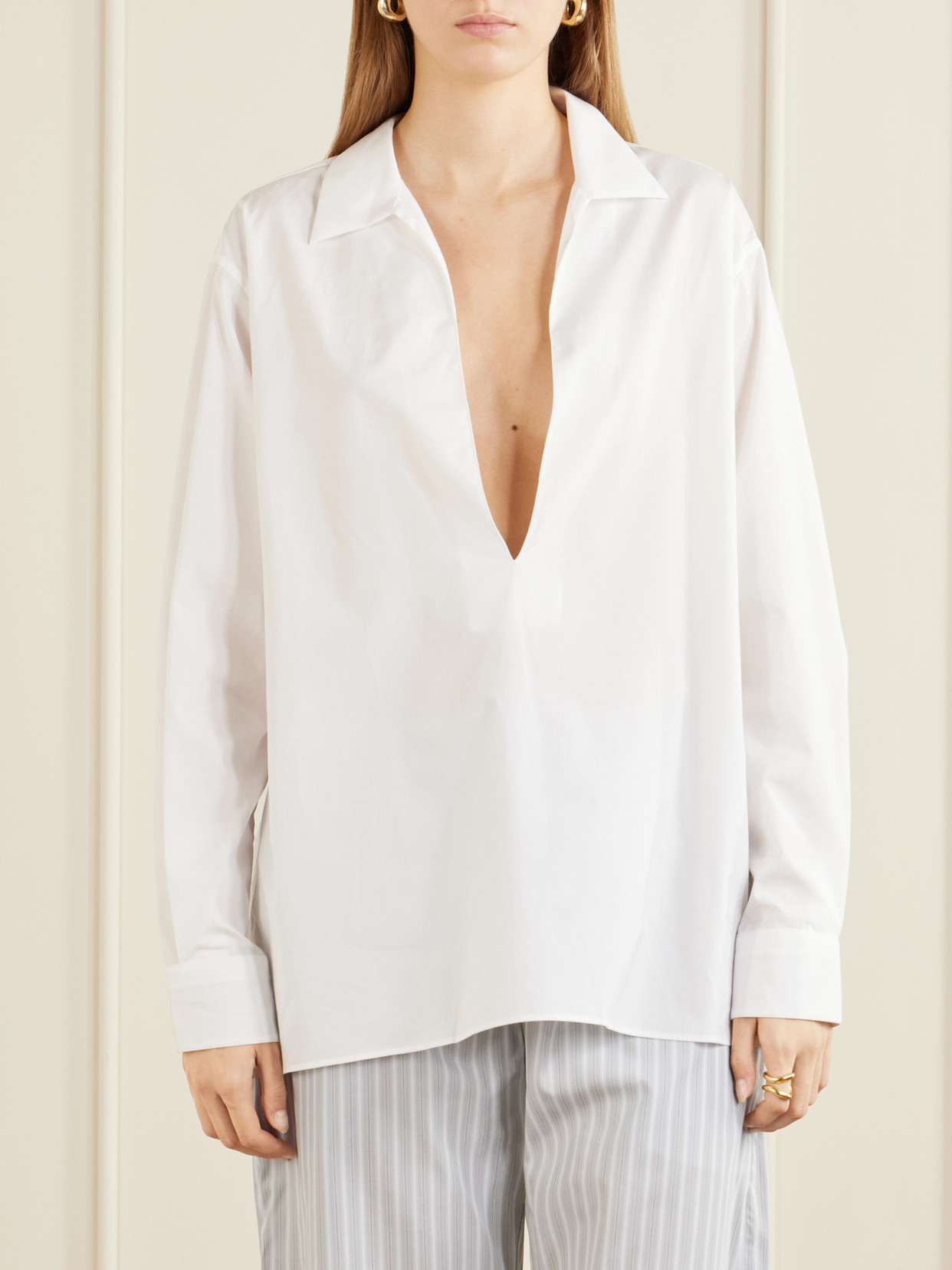 Comme Si Cotton-poplin Shirt In White