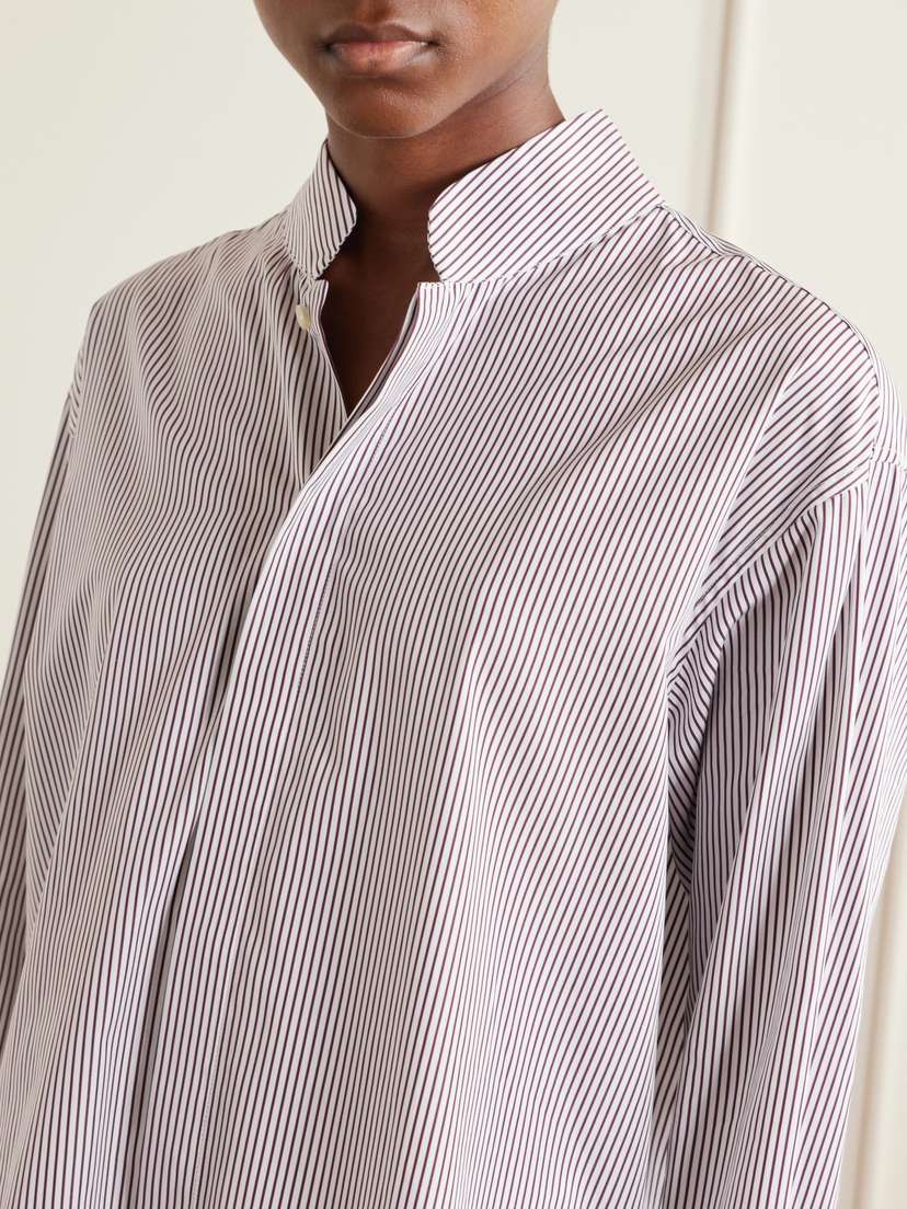 Comme Si Mandarin-collar Striped Cotton-poplin Tunic | Thumbnail 4 Comme Si Mandarin-collar Striped Cotton-poplin Tunic | Thumbnail 4