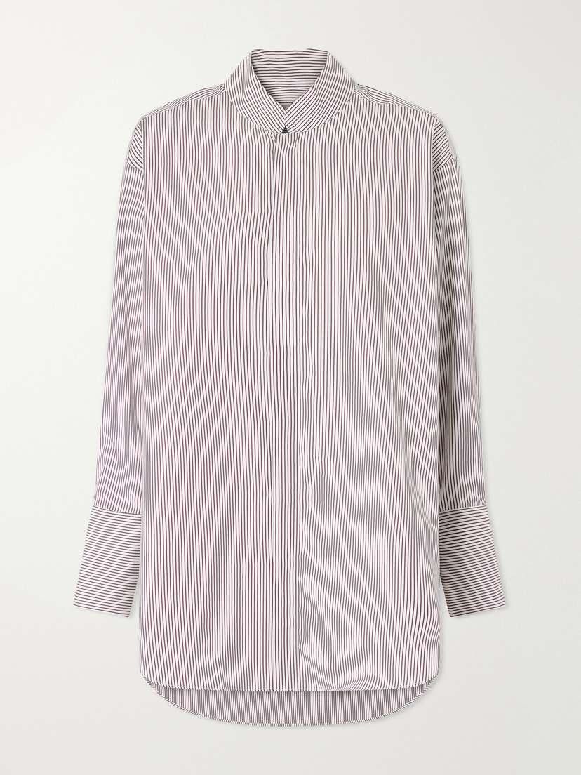 Comme Si Mandarin-collar Striped Cotton-poplin Tunic