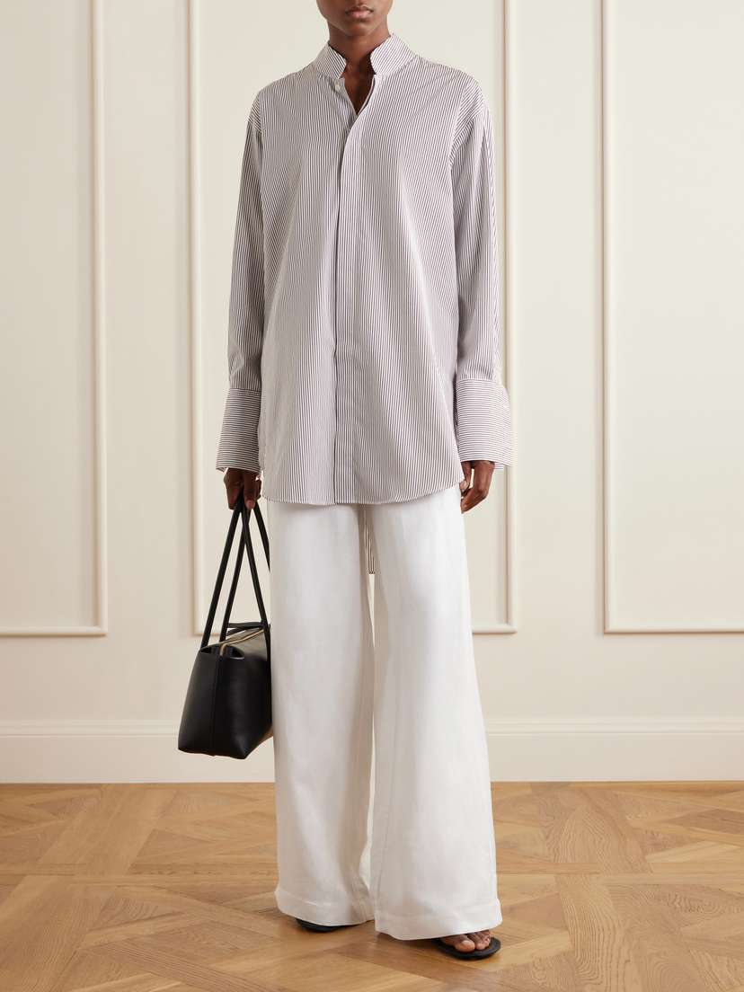 Comme Si Mandarin-collar Striped Cotton-poplin Tunic | Thumbnail 2 Comme Si Mandarin-collar Striped Cotton-poplin Tunic | Thumbnail 2