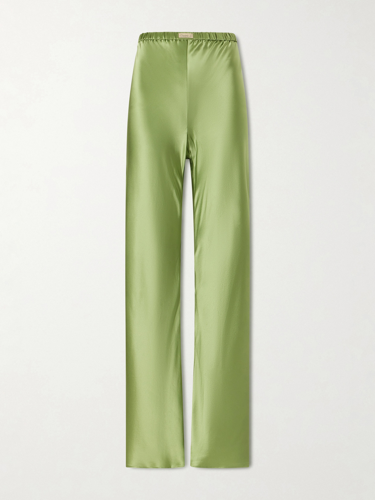 Comme Si Silk Straight-leg Pants In Green