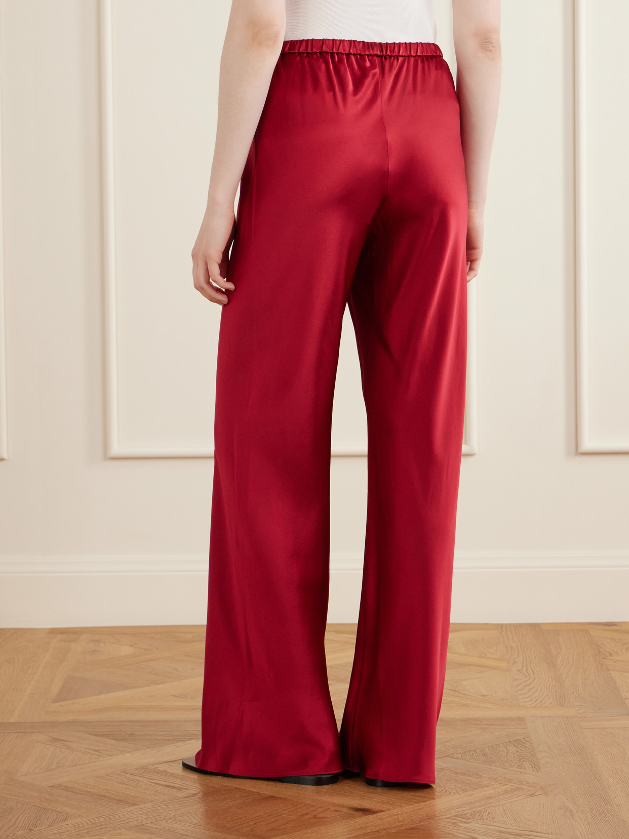 Comme Si Silk-charmeuse Pants In Red