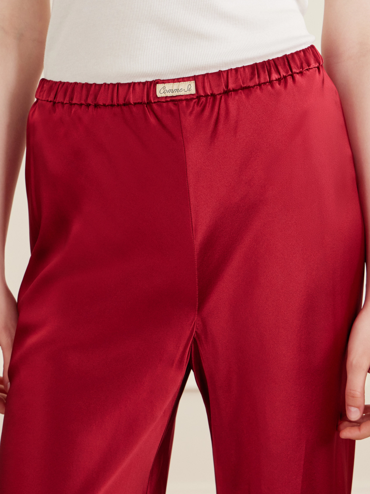 Comme Si Silk-charmeuse Pants In Red