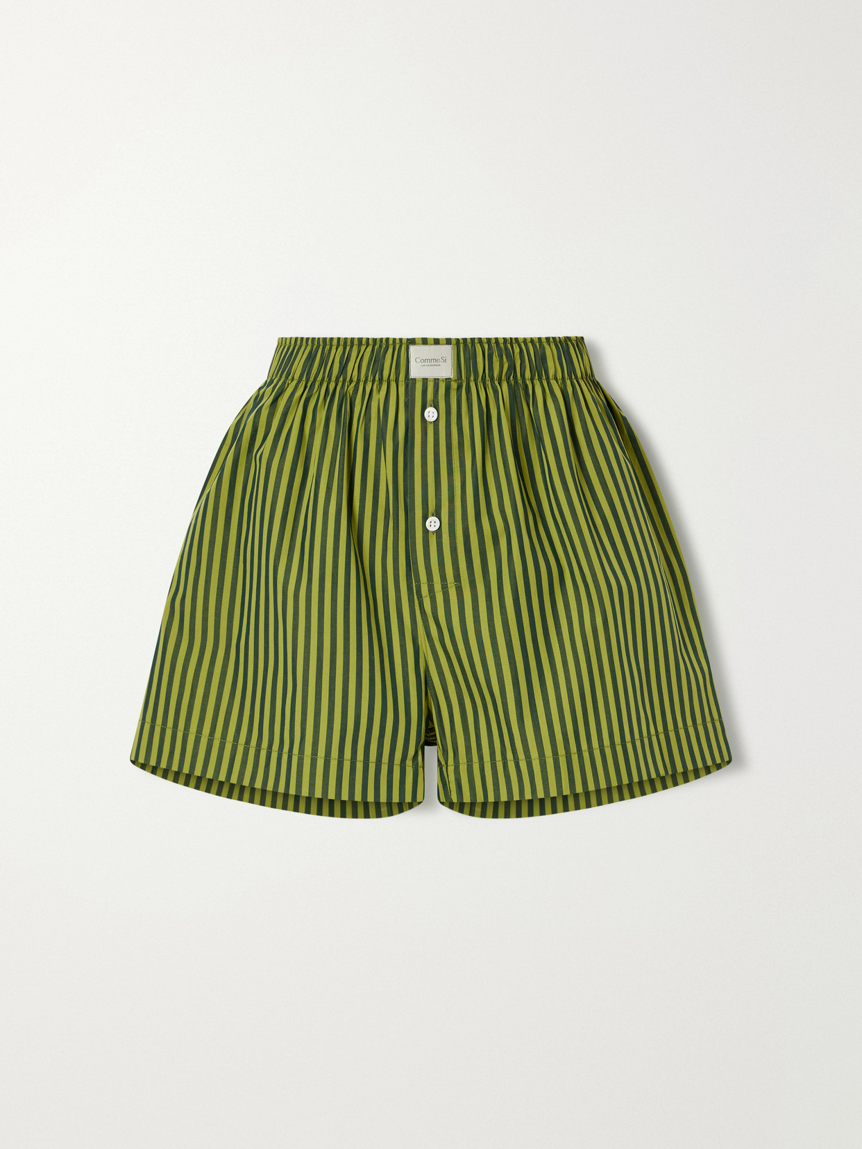 Comme Si La Boxer Classica Cotton-poplin Shorts In Green