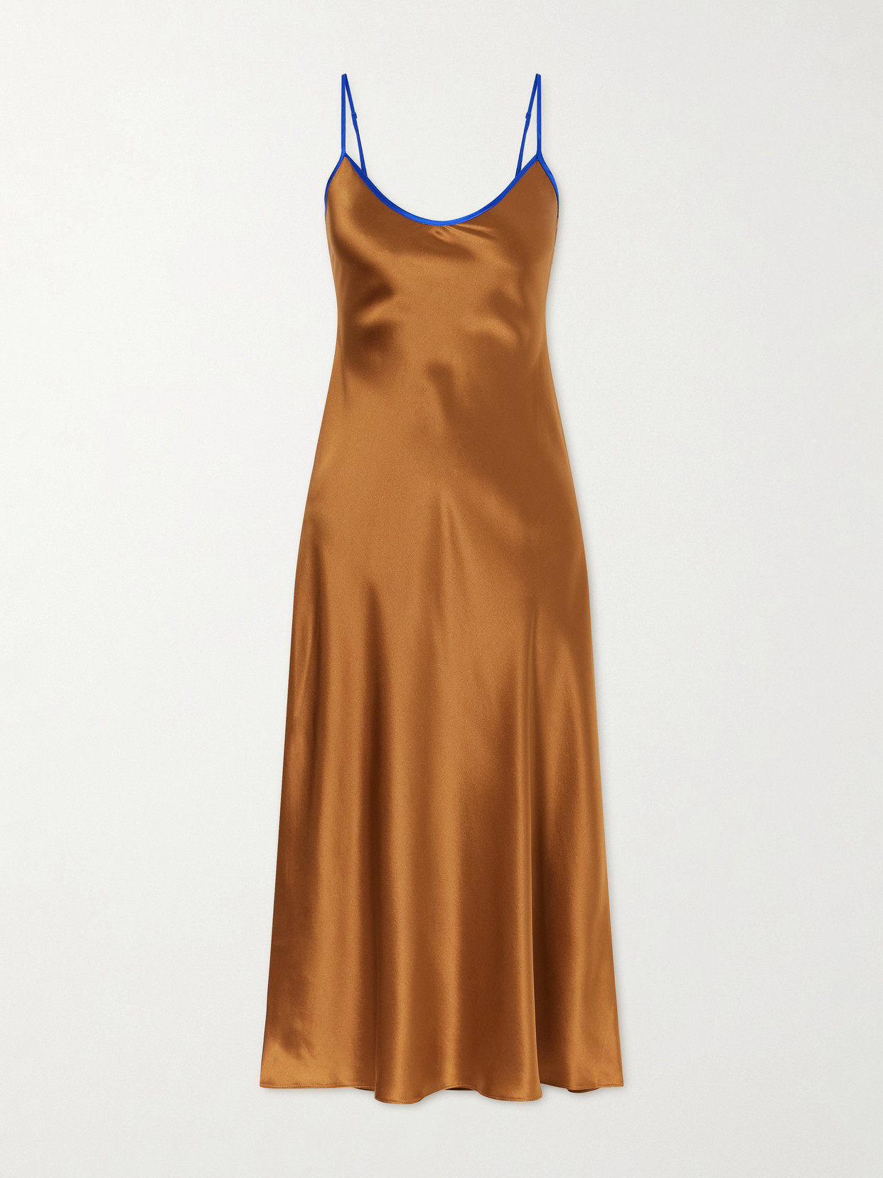 Comme Si Silk-charmeuse Midi Dress In Brown