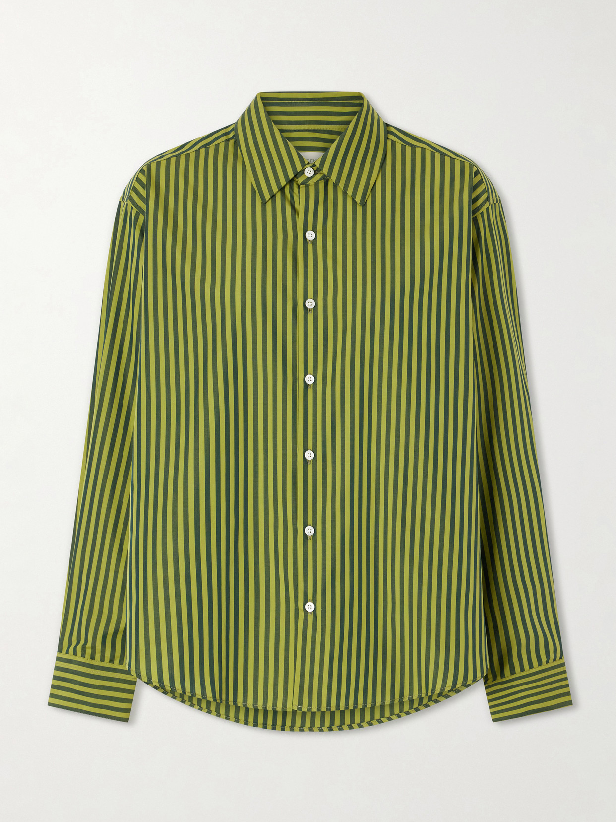 Comme Si La Classica Striped Cotton-poplin Shirt In Green