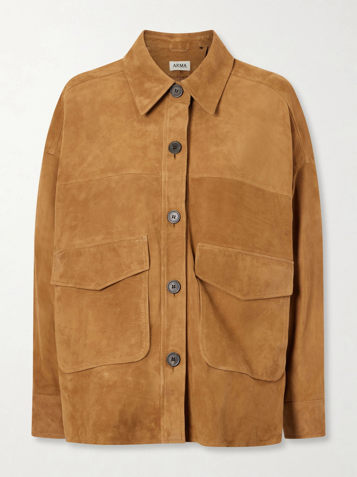 Arma Kaylee Paneled Suede Jacket In Brown