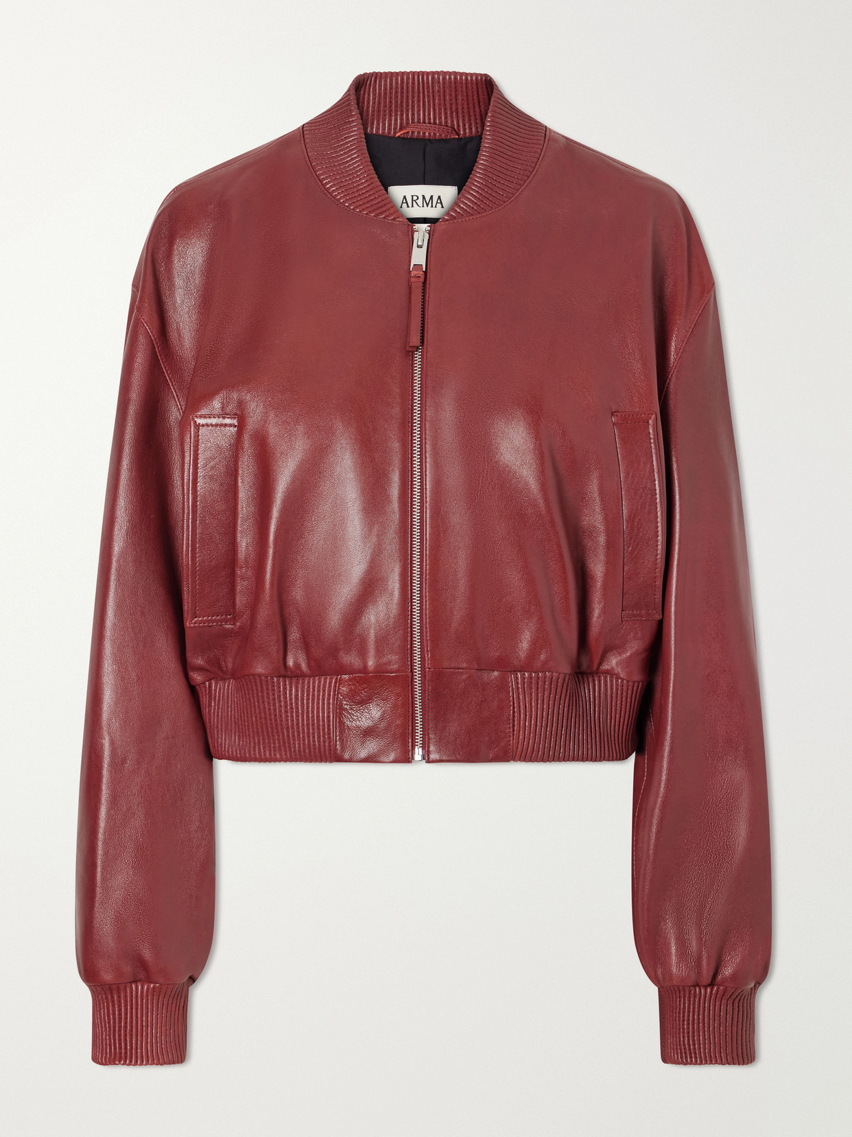 Arma Hannan Leather Bomber Jacket In Red