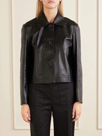Theory - Cropped leather jacket | Plush