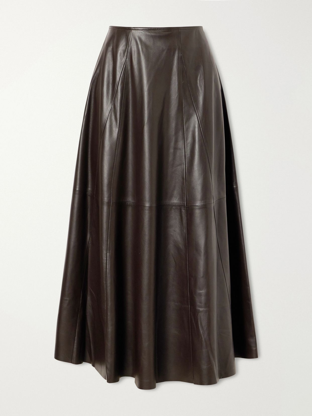 eleni paneled leather midi skirt