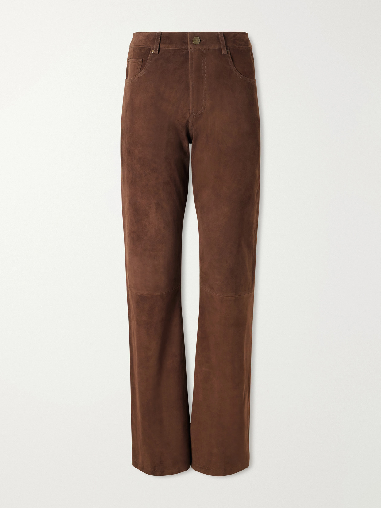Arma Jean Suede Straight-leg Pants In Brown