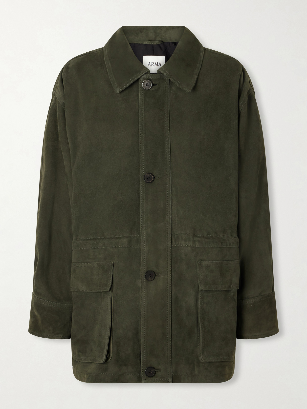Arma Maeve Paneled Suede Jacket In Green