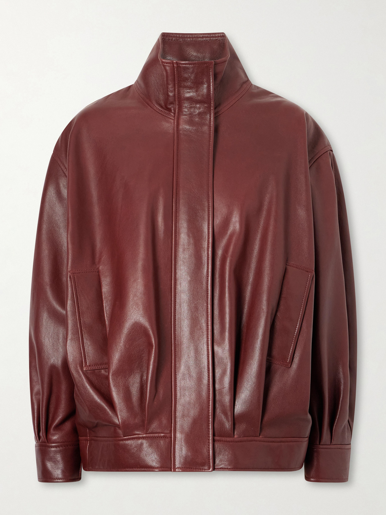 Arma Paula Full-grain Leather Jacket In Burgundy