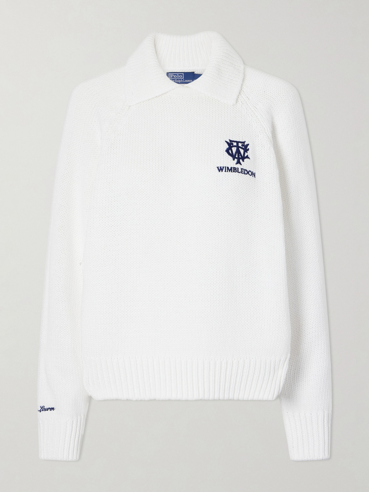 Polo Ralph Lauren + Wimbledon Logo-embroidered Cotton Sweater In White
