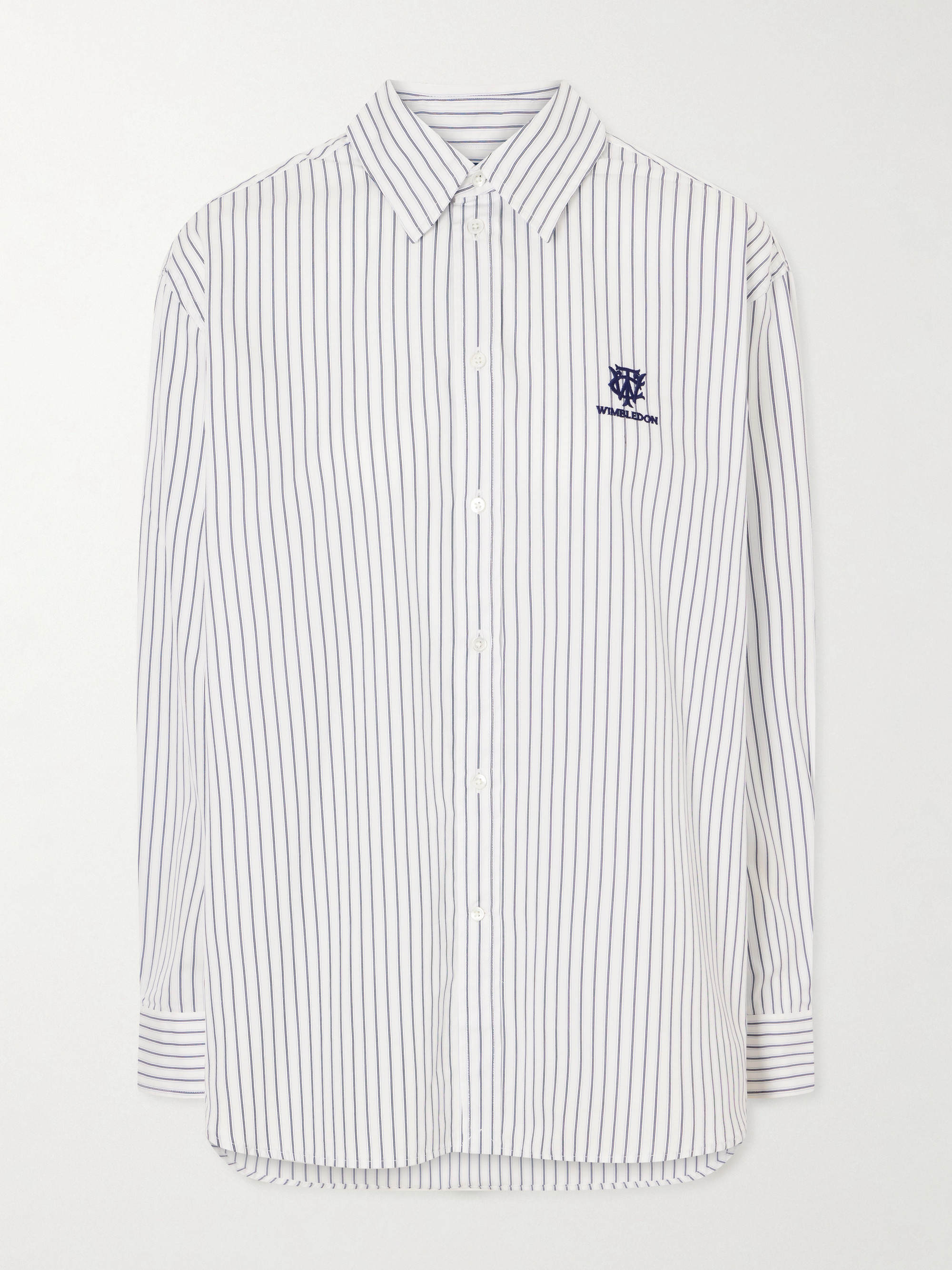 Polo Ralph Lauren + Wimbledon embroidered striped cotton-poplin shirt