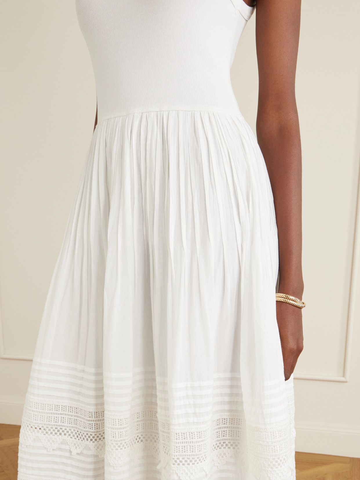 Polo Ralph Lauren Womens White Sleeveless Lace-trim Stretch-cotton Tank Dress