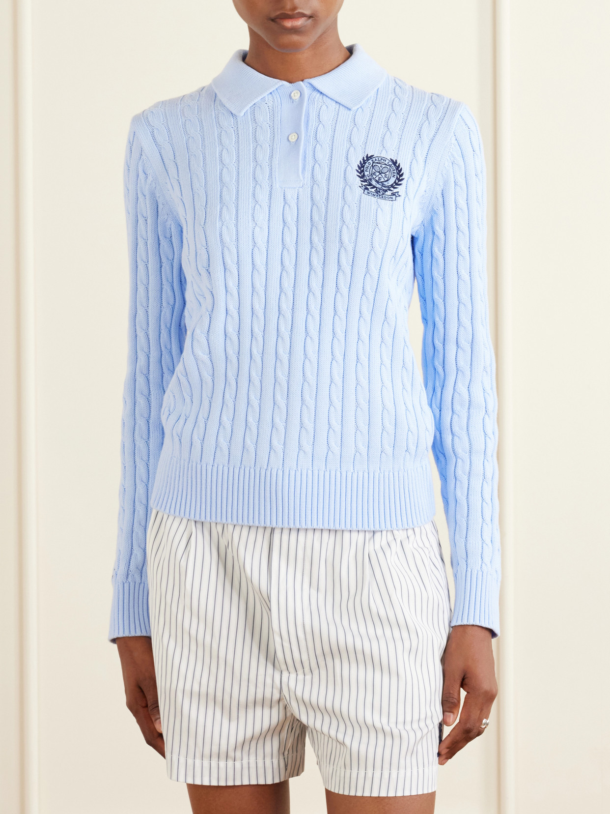 Ralph Lauren - + Wimbledon Logo-Embroidered Cable-Knit Cotton Polo Shirt Polo