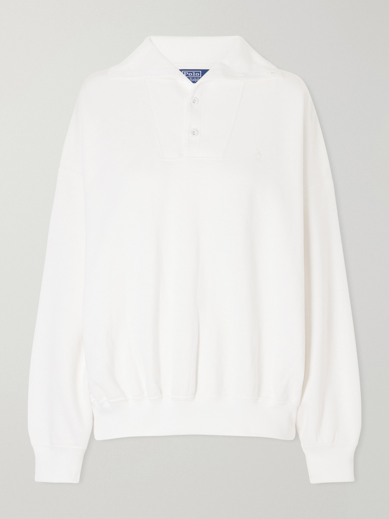 Polo Ralph Lauren + Wimbledon Logo-embroidered Cotton-blend Sweatshirt In White