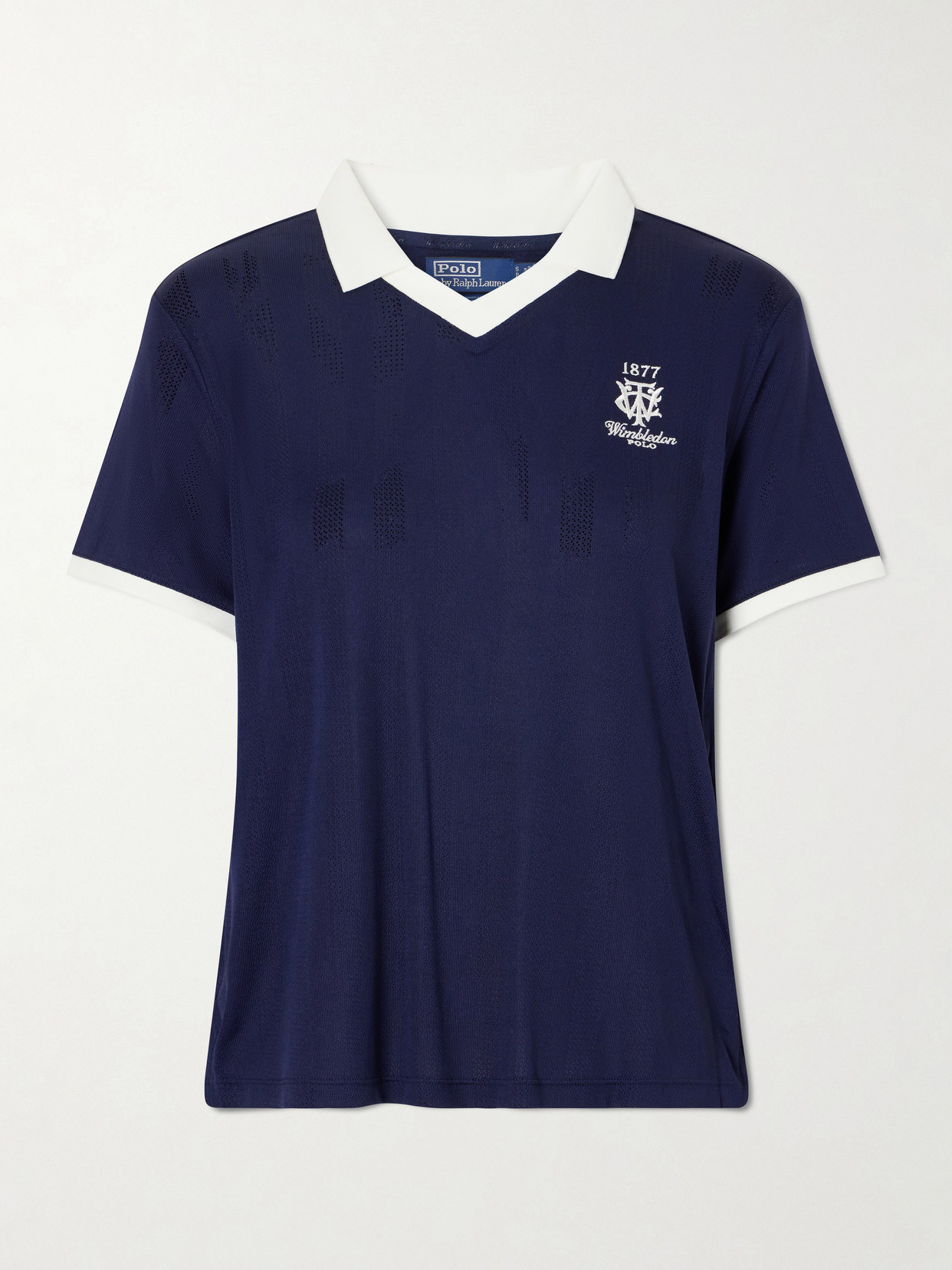 Polo Ralph Lauren + Wimbledon Logo-embroidered Knit Polo Shirt In Black