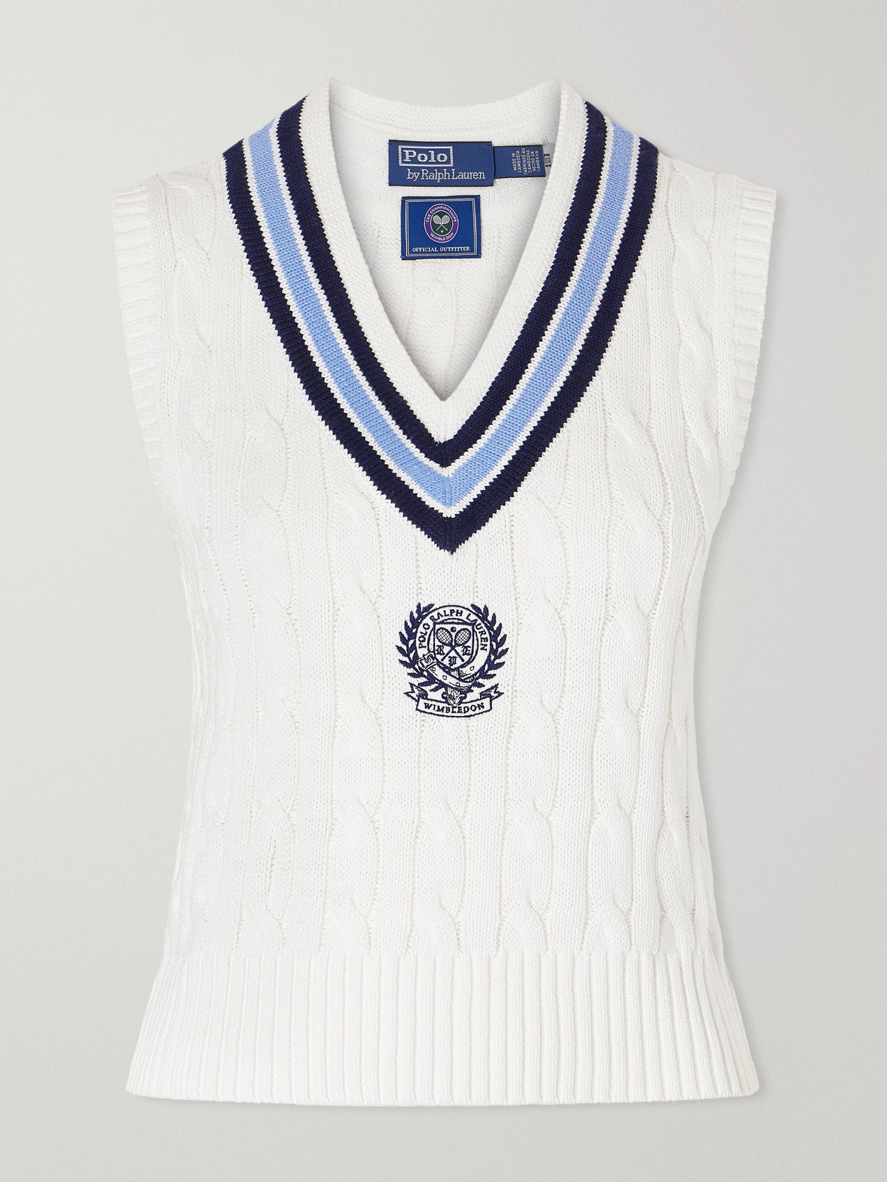 Polo Ralph Lauren X Wimbledon Cable-knit Sweater Vest In White