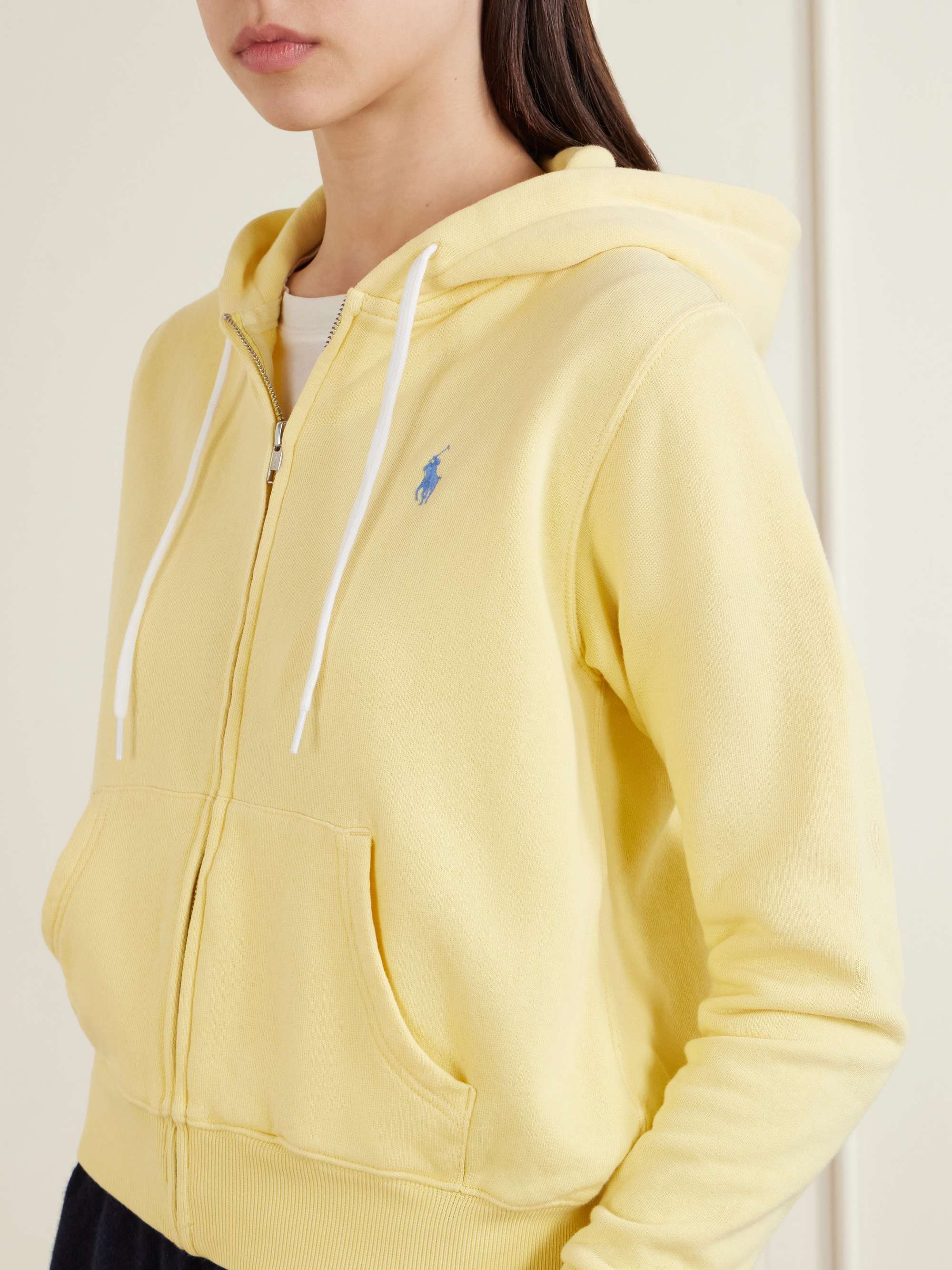 POLO RALPH LAUREN Logo-embroidered cotton-blend zip-up hoodie