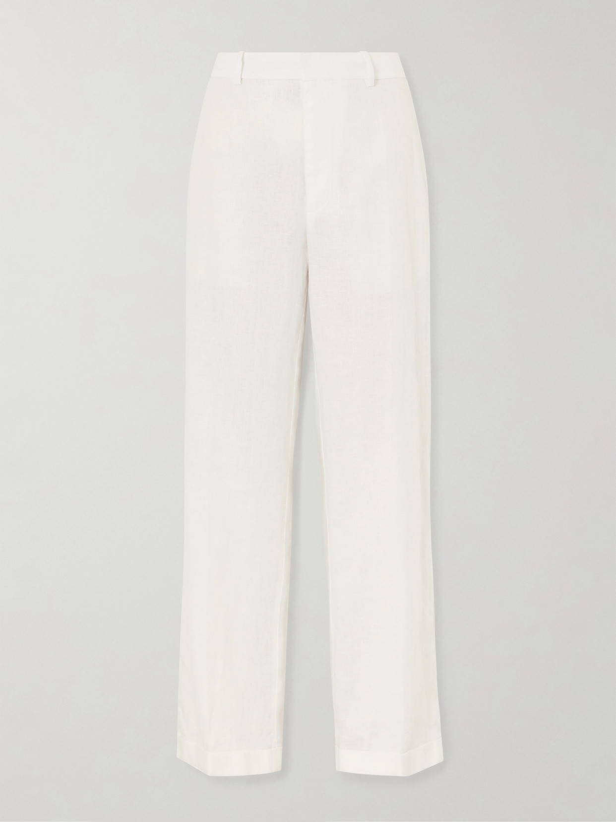 Polo Ralph Lauren Pleated Linen Straight-leg Pants In White