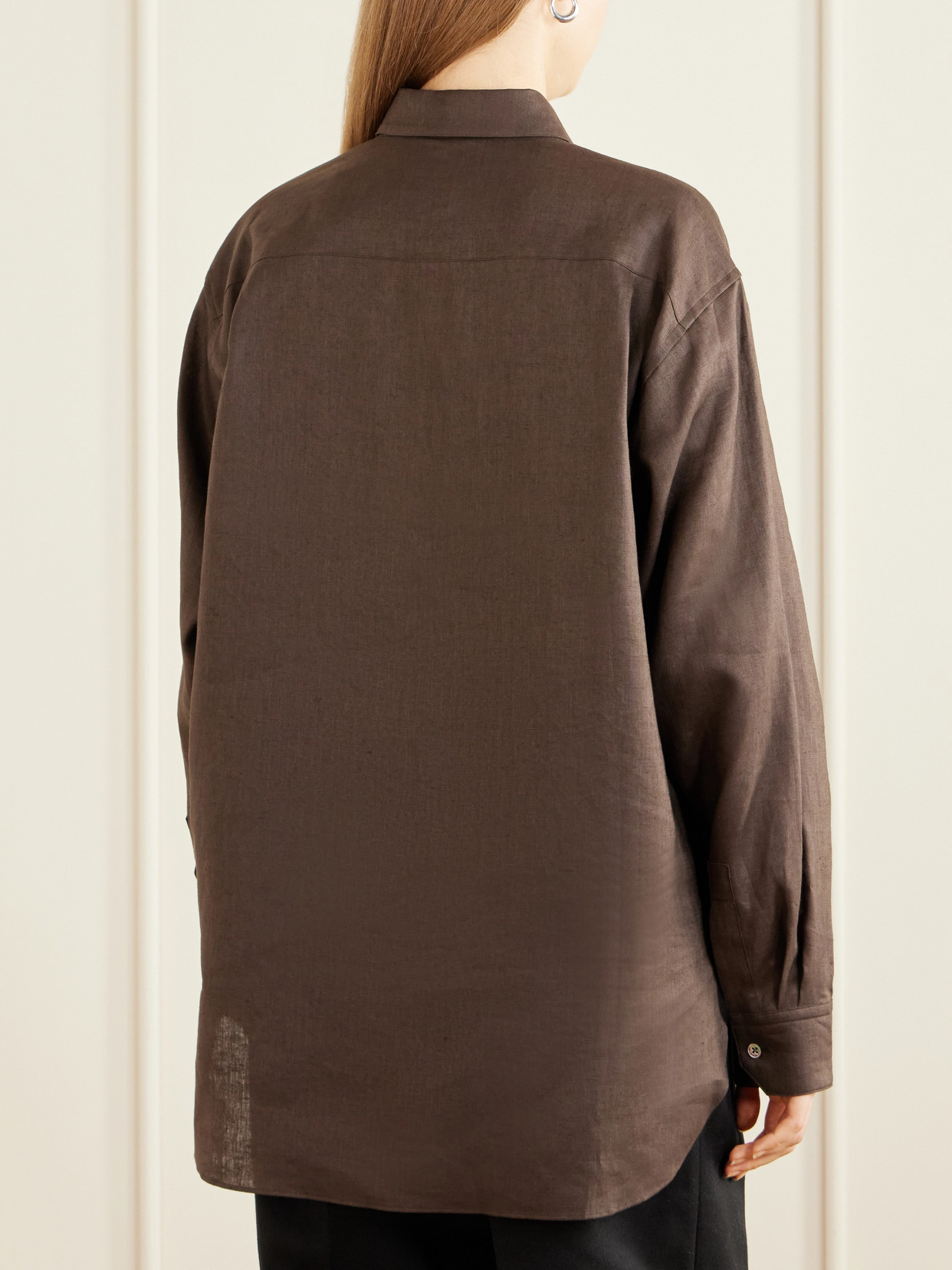 Ssstein Oversized Linen Shirt In Brown