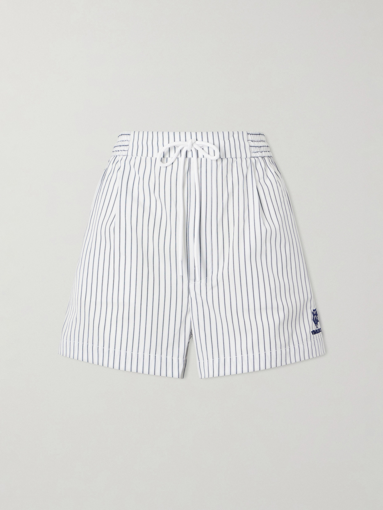 Polo Ralph Lauren + Wimbledon Logo-embroidered Striped Cotton Shorts In White