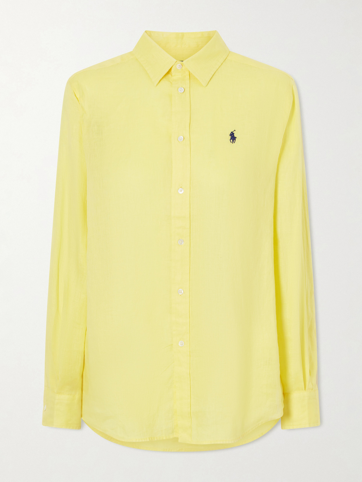 Polo Ralph Lauren Logo-embroidered Linen Shirt In Yellow