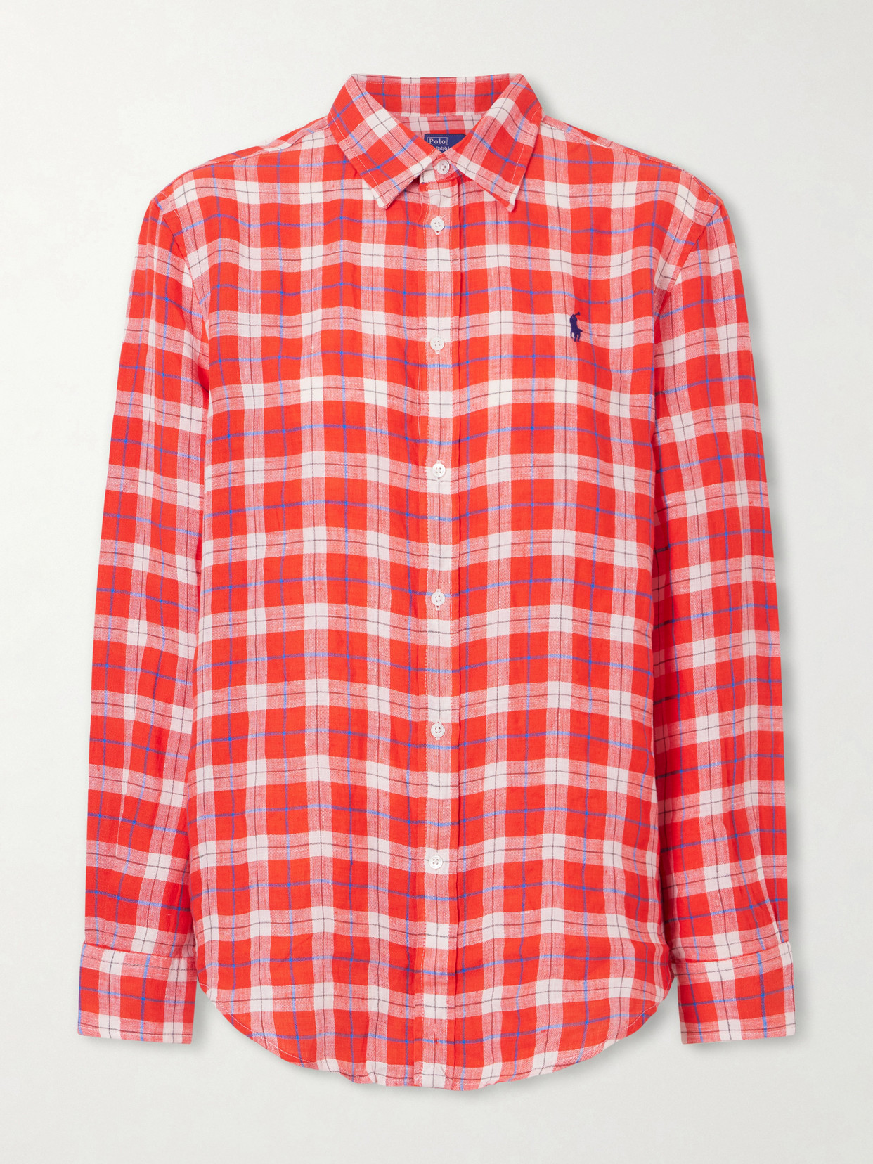 Polo Ralph Lauren Logo-embroidered Checked Linen Shirt In Red
