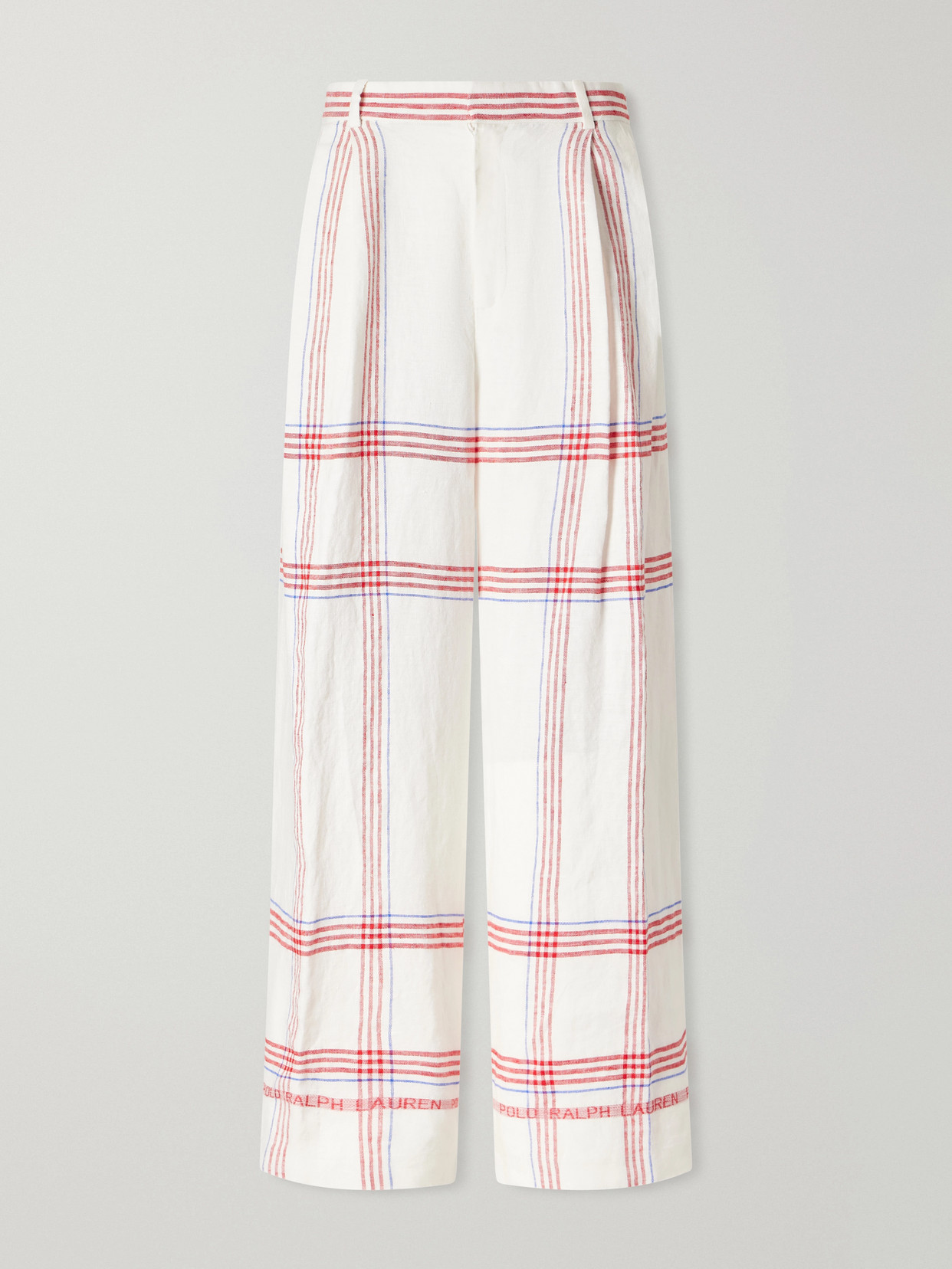 Polo Ralph Lauren Checked Linen Wide-leg Pants In Multi