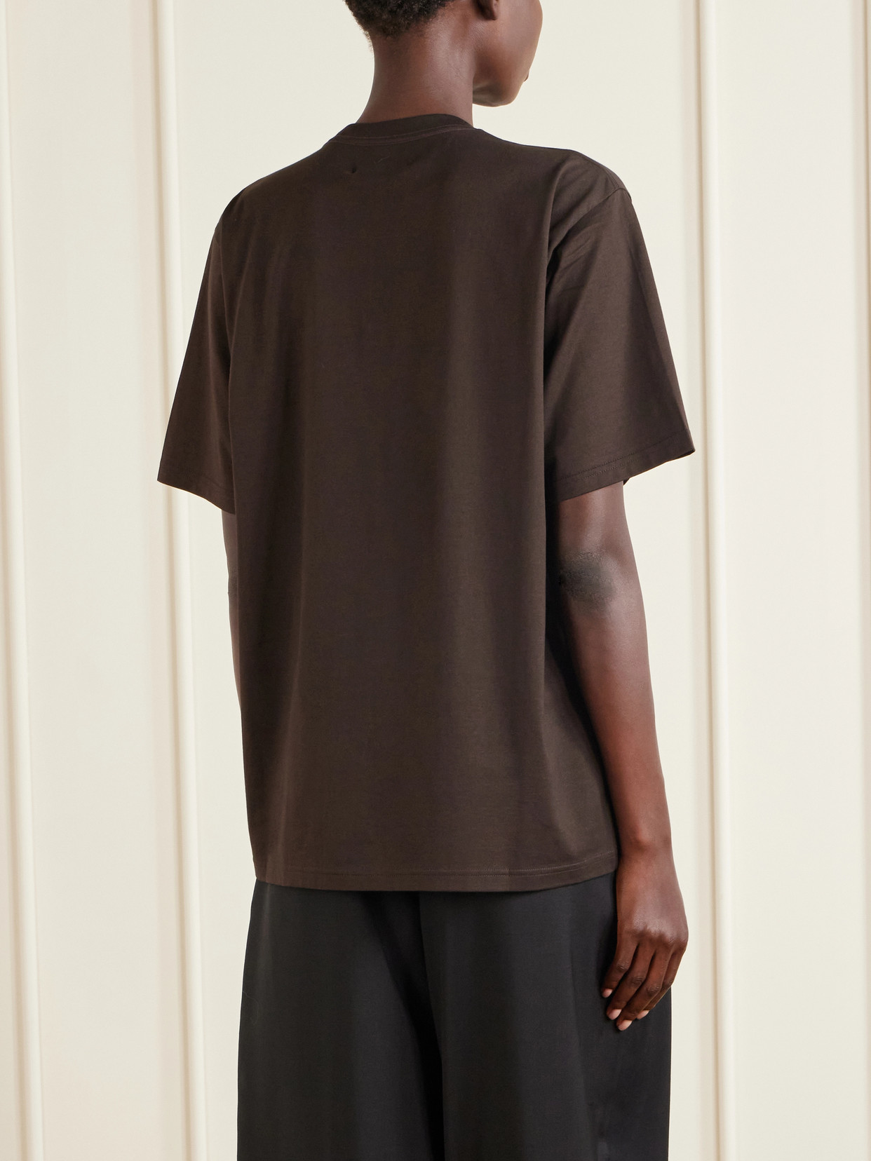 Ssstein Solid Cotton T-shirt In Brown