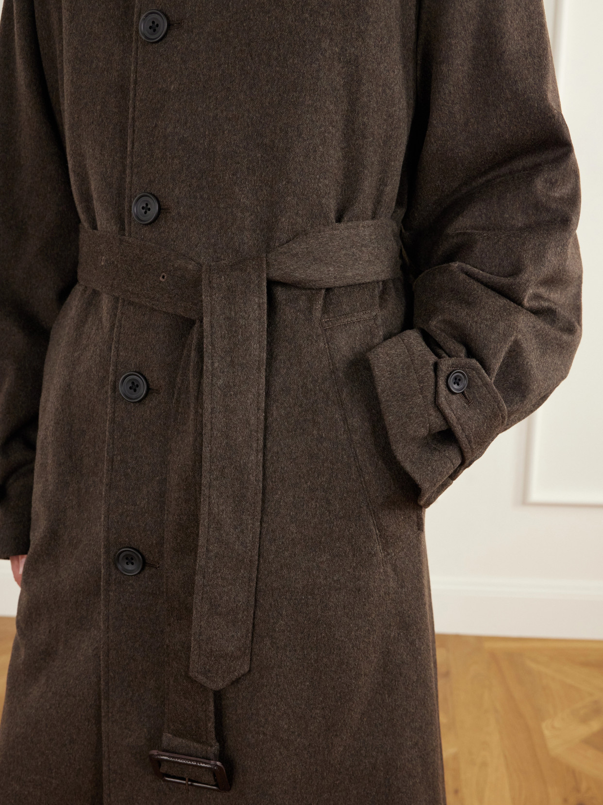 Belted Wool-Doeskin Coat