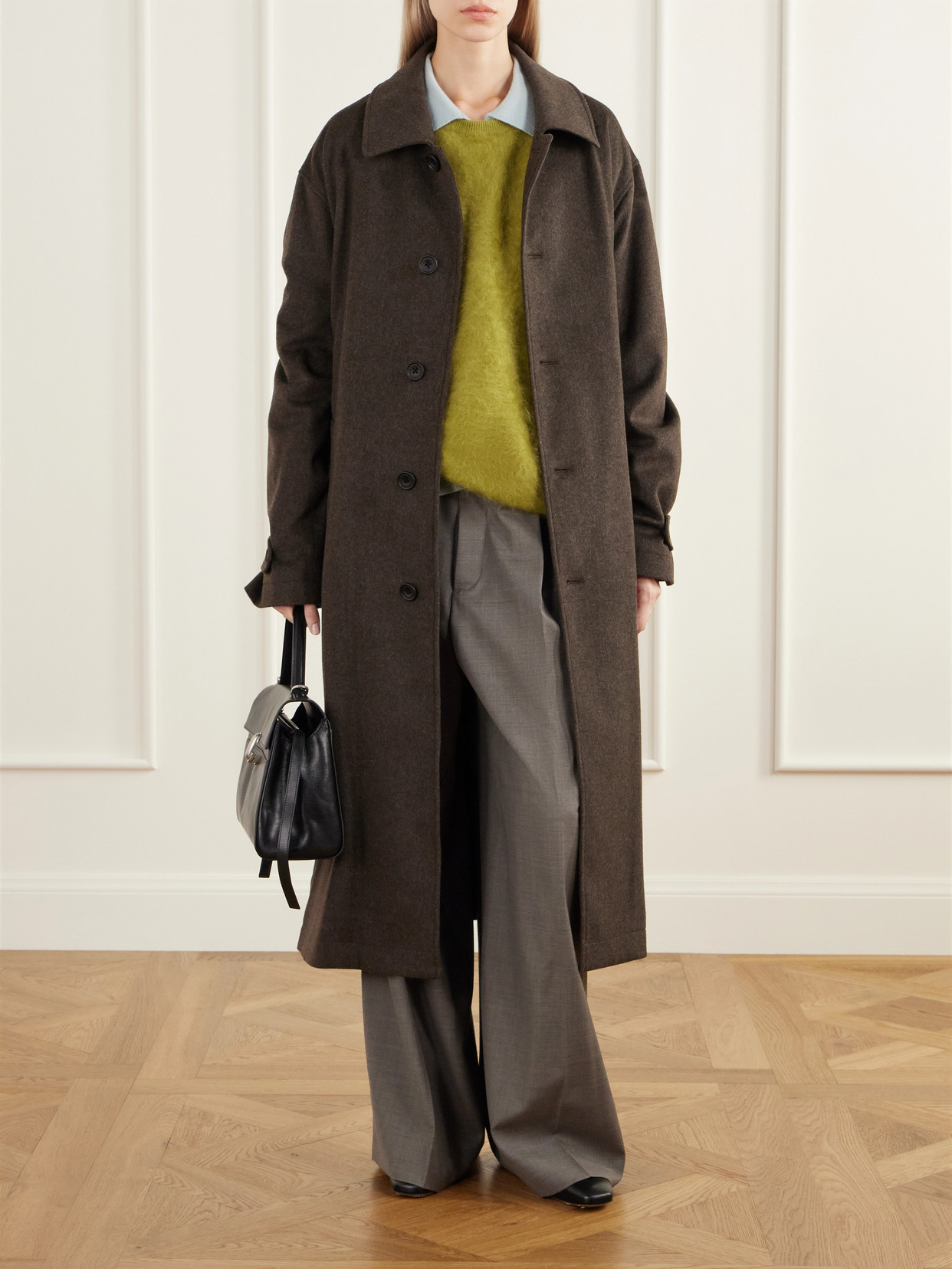 Belted Wool-Doeskin Coat