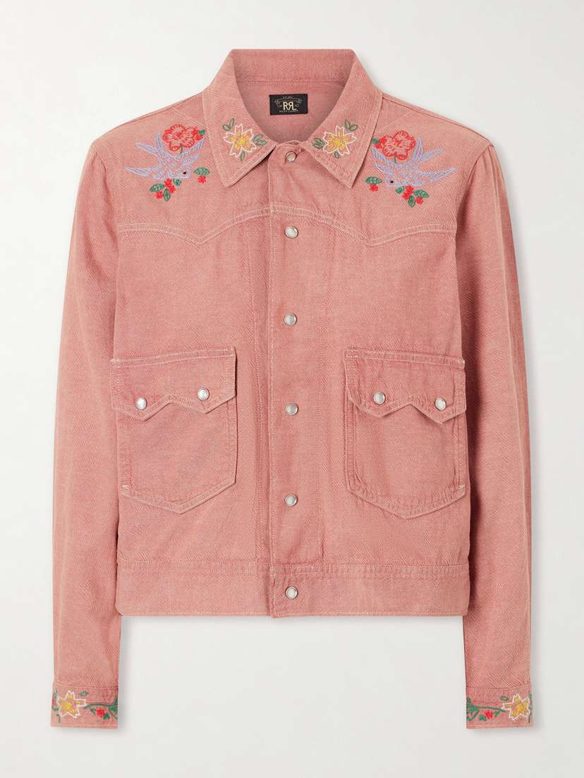 RRL Billie Embroidered Cotton Linen Blend Shirt