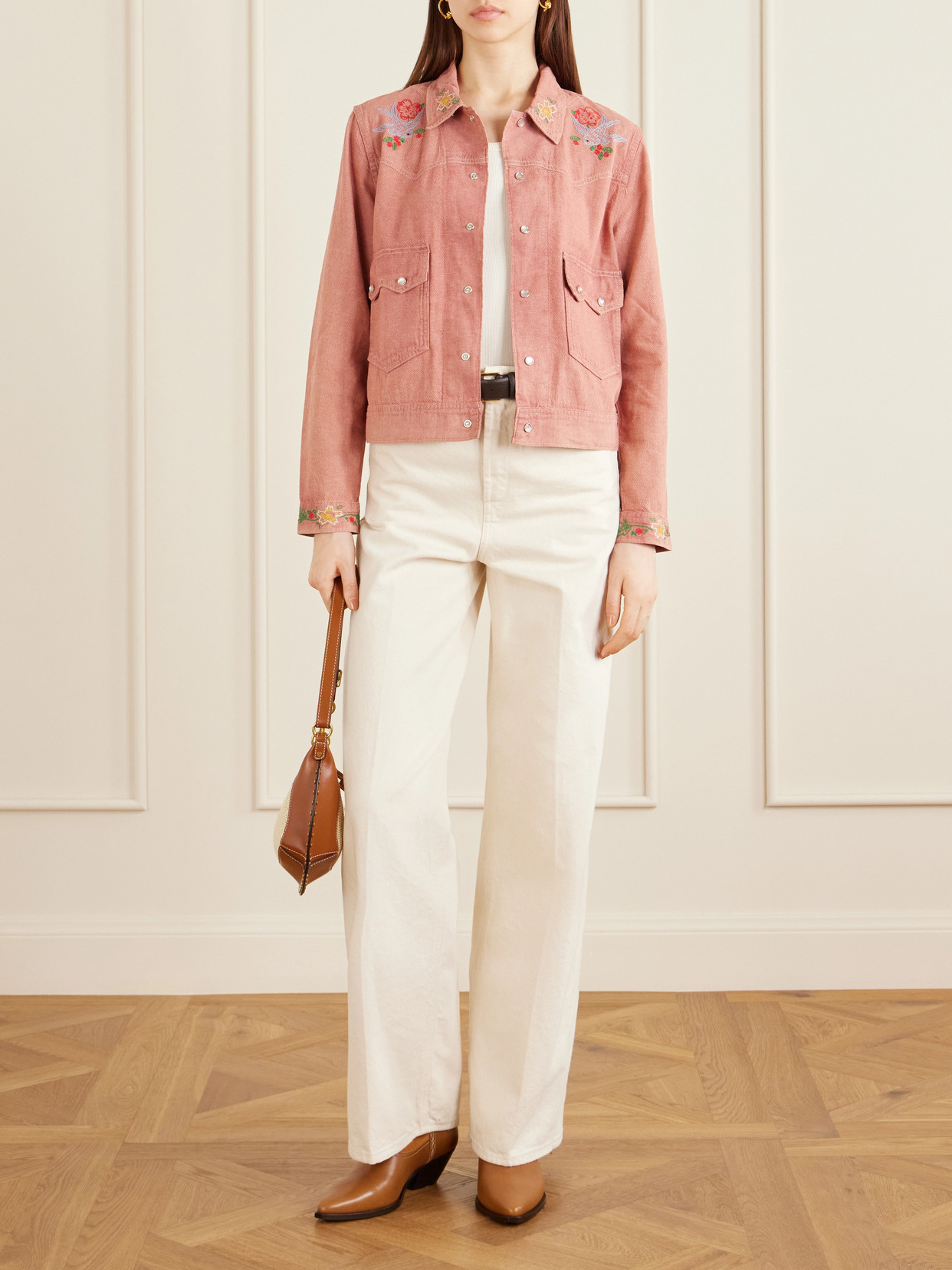 Billie Embroidered Cotton Linen Blend Shirt