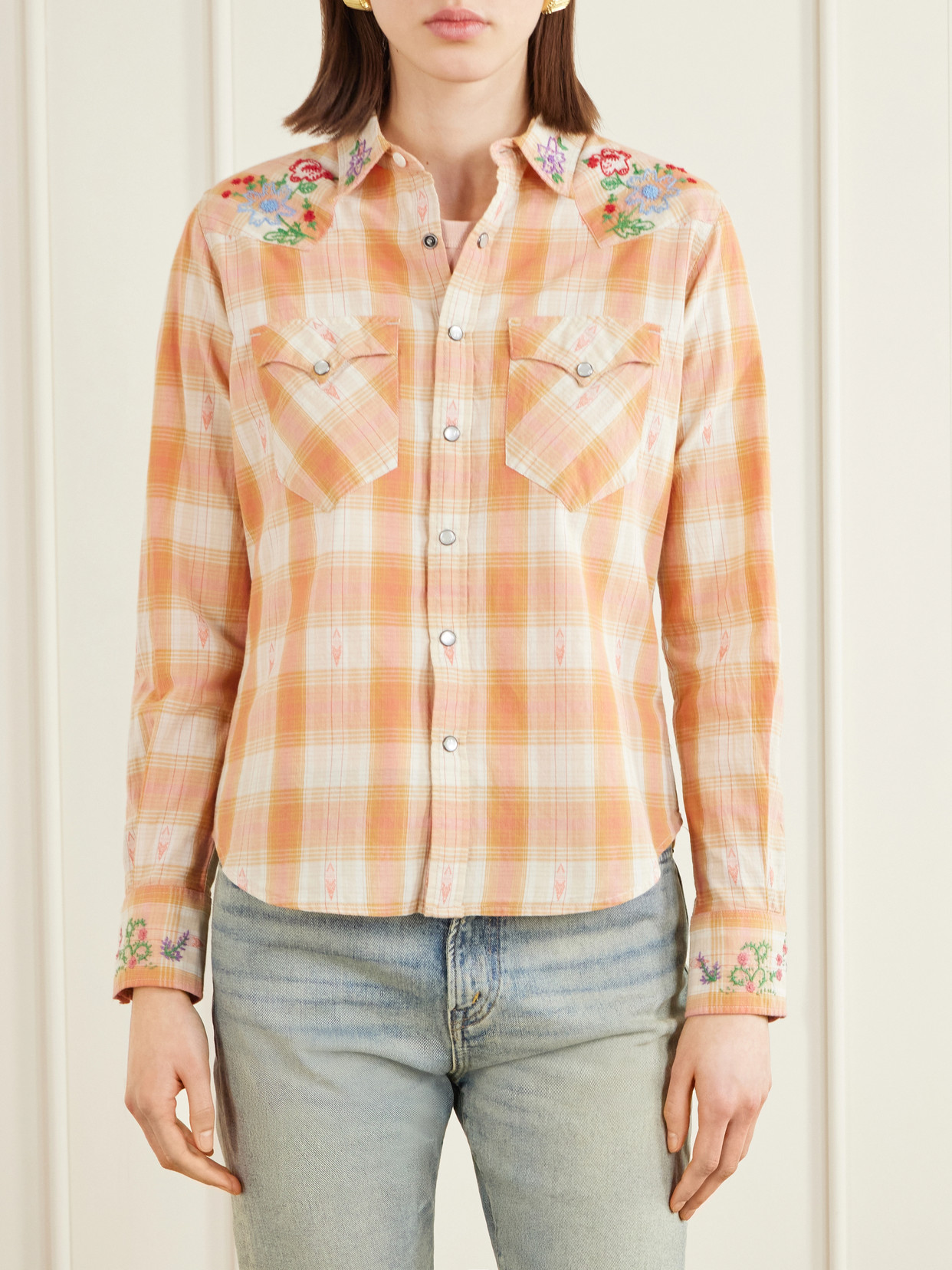 Buffalo Embroidered Checked Cotton Shirt