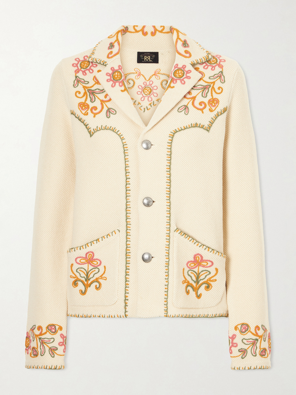 Rrl Bella Crochet-trimmed Cotton And Cashmere-blend Cardigan In Neutral
