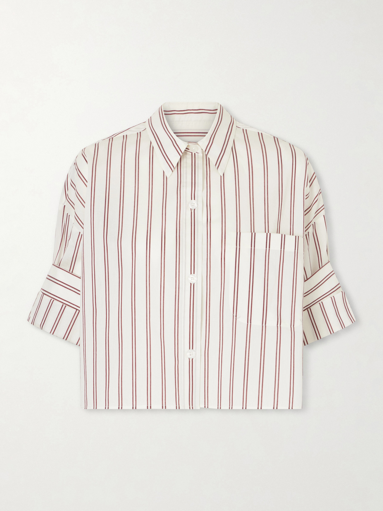 Twp Next Ex Cropped Striped Cotton And Silk-blend Shirt In Multi