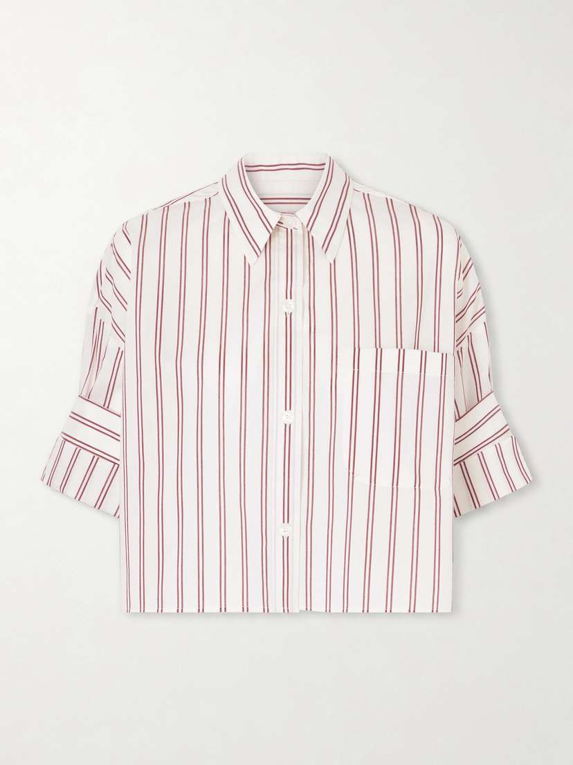TWP Next Ex Cropped Striped Cotton And Silk-blend Shirt | Thumbnail 6