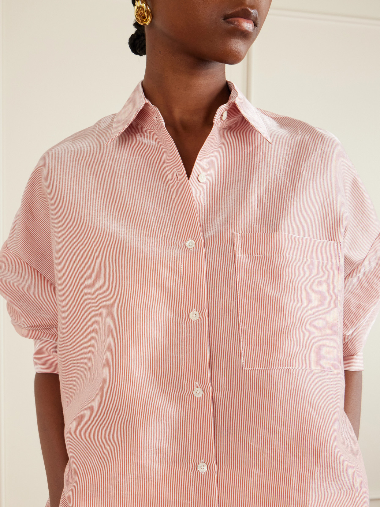 Something Borrowed Striped Cotton-Organza Shirt