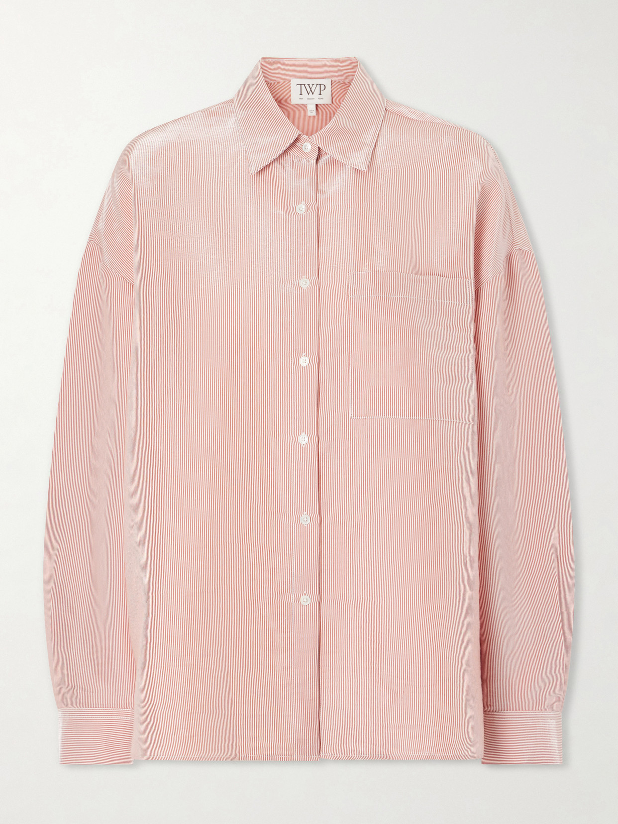 Twp Something Borrowed Striped Cotton-organza Shirt In Pink